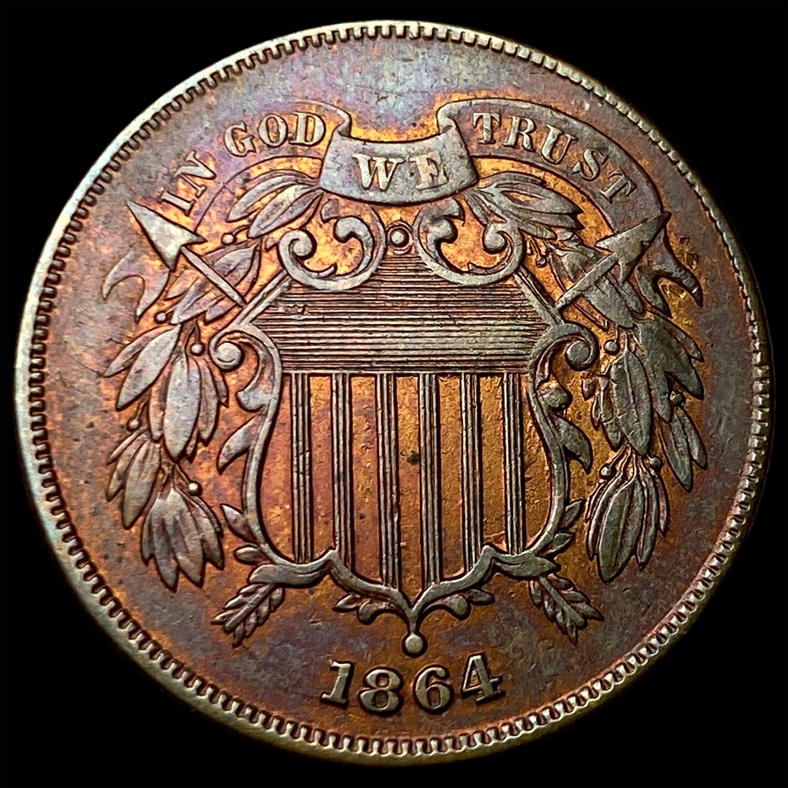 1864 Copper 2-Cent Piece UNCIRCULATED: 1864 Copper 2-Cent Piece UNCIRCULATED