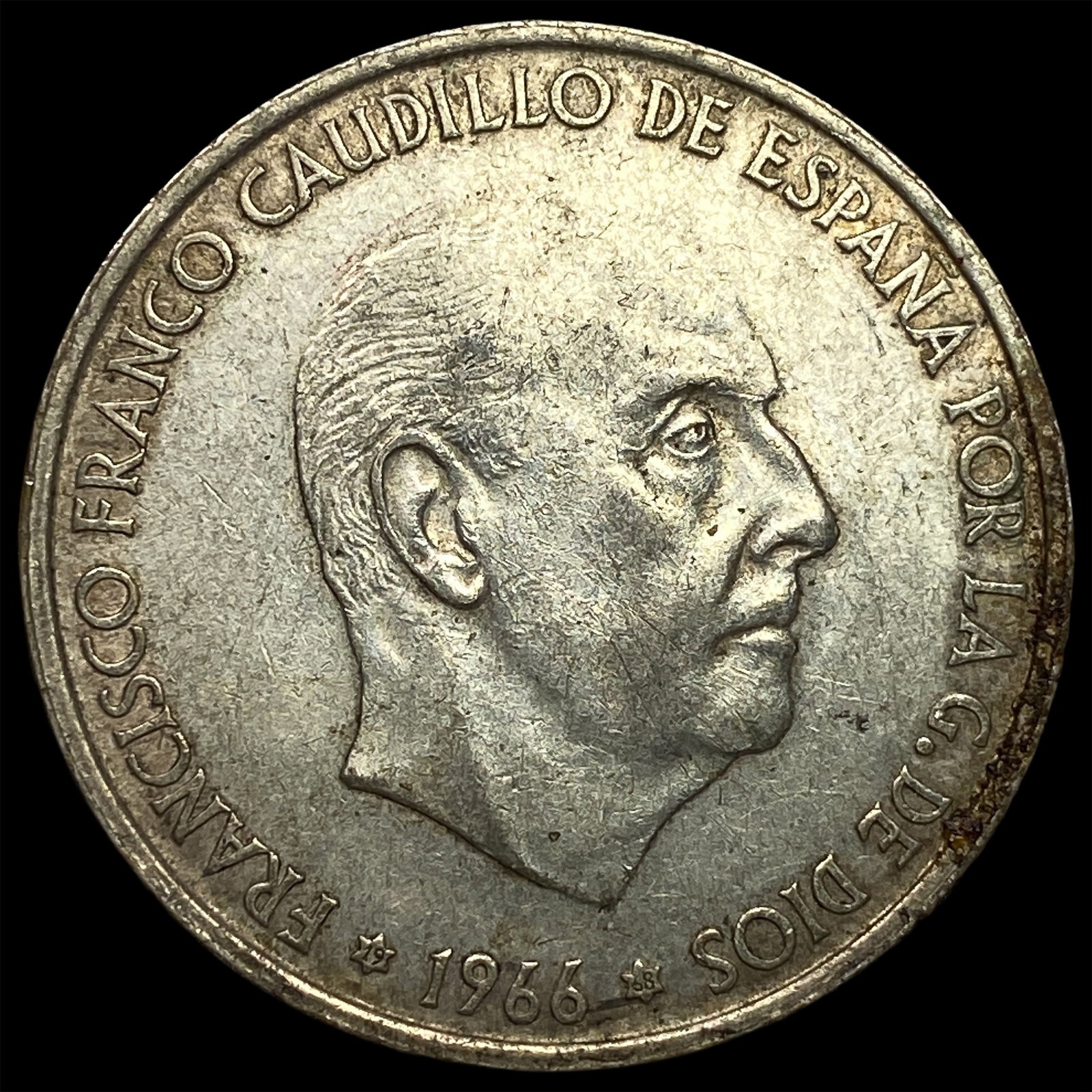 1966 Spain Silver 100 Pesetas: 1966 Spain Silver 100 Pesetas