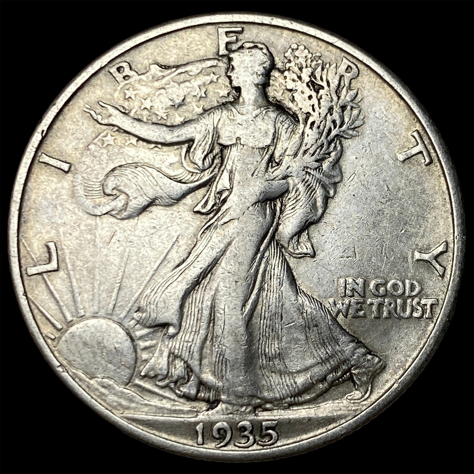 1935-D Silver Walking Liberty Half Dollar CLOSELY UNCIRCULATED: 1935-D Silver Walking Liberty Half Dollar CLOSELY UNCIRCULATED