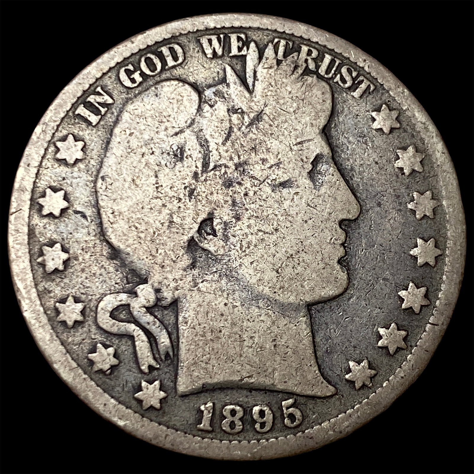 1895 Silver Barber Half Dollar NICELY CIRCULATED: 1895 Silver Barber Half Dollar NICELY CIRCULATED