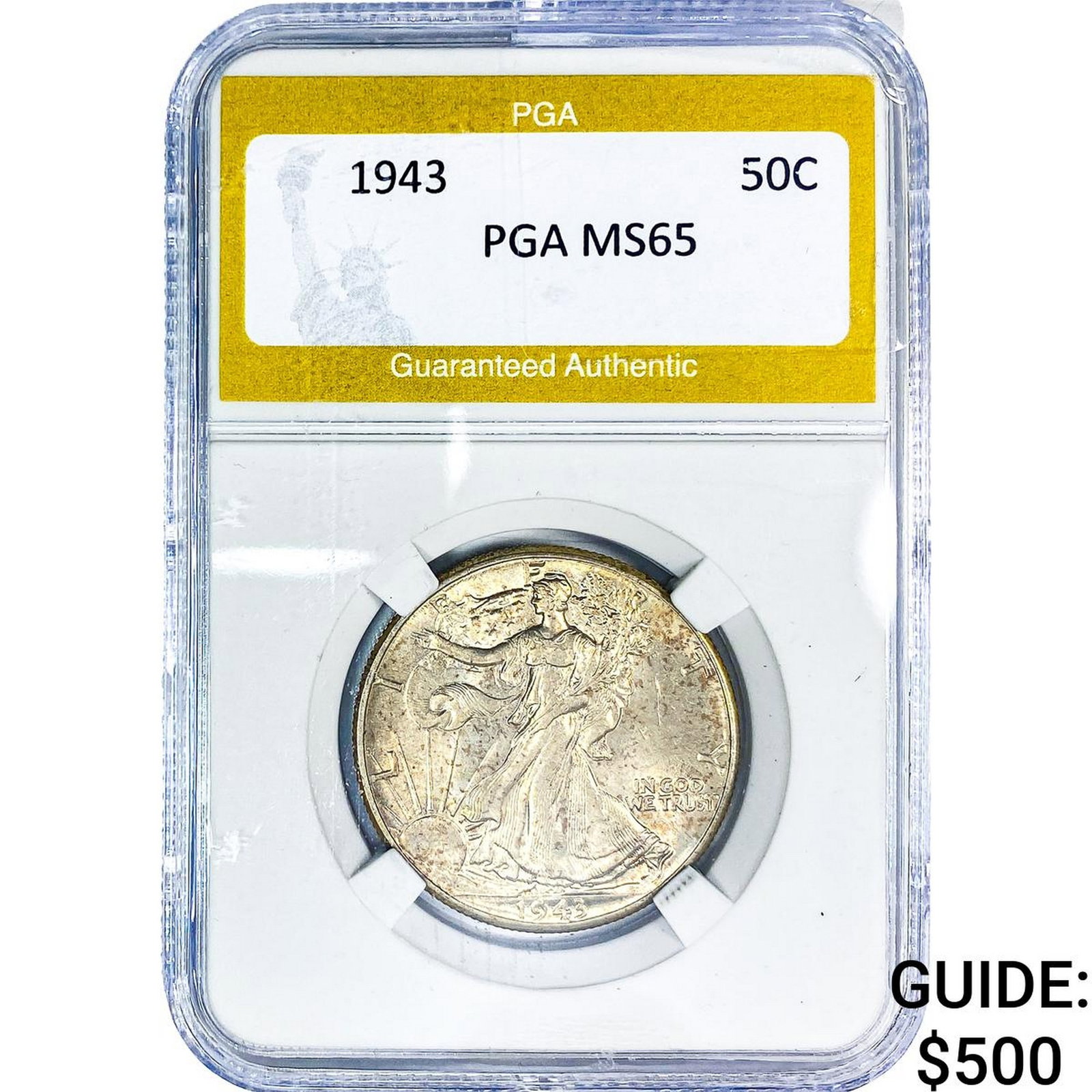 1943 Walking Liberty Half Dollar PGA MS65: 1943 Walking Liberty Half Dollar PGA MS65