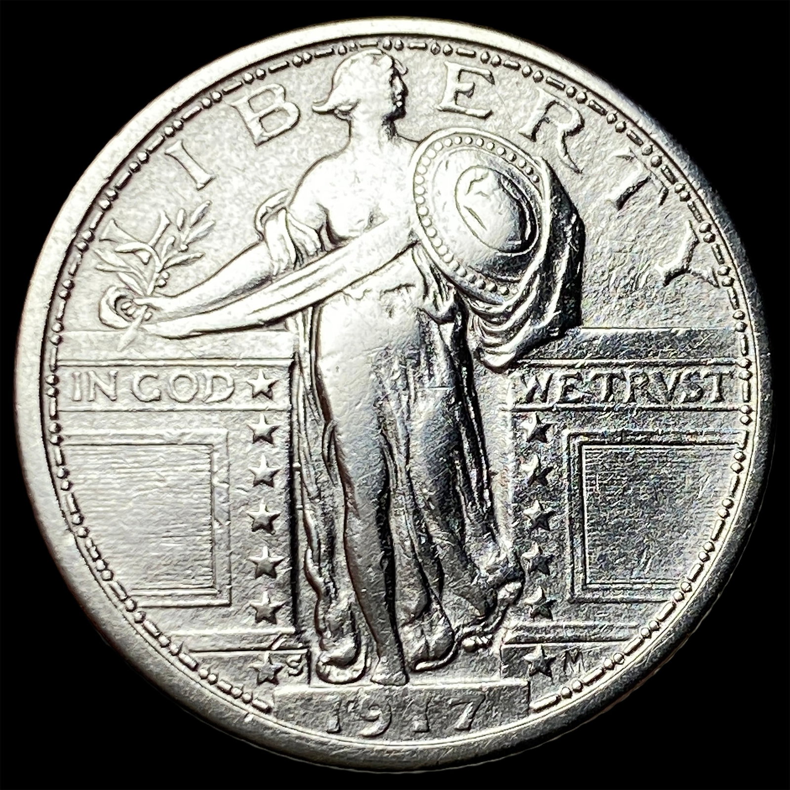 1917-S Type 1 Standing Liberty Quarter CLOSELY UNCIRCULATED: 1917-S Type 1 Standing Liberty Quarter CLOSELY UNCIRCULATED