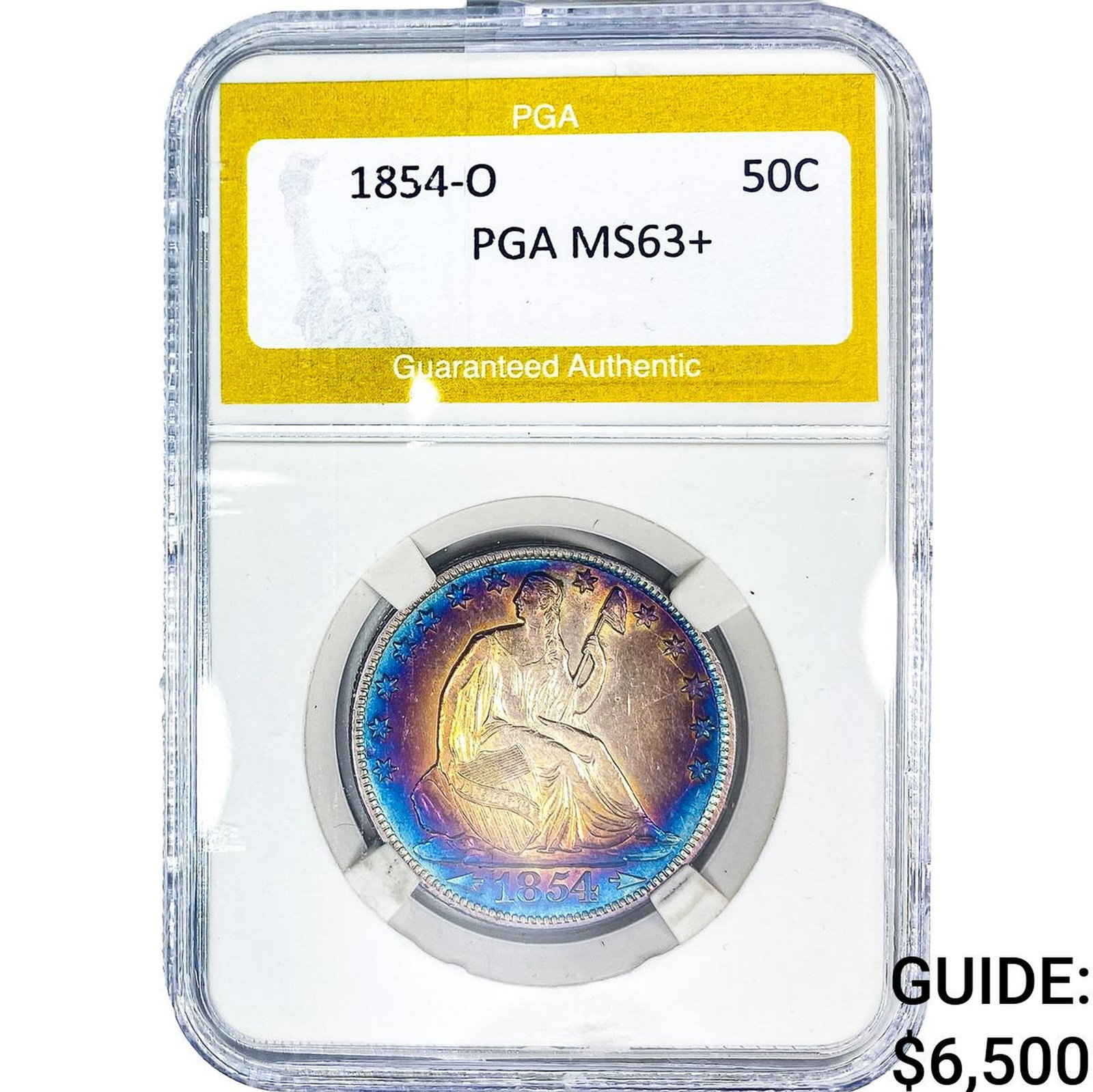 1854-O Seated Liberty Half Dollar PGA MS63+: 1854-O Seated Liberty Half Dollar PGA MS63+