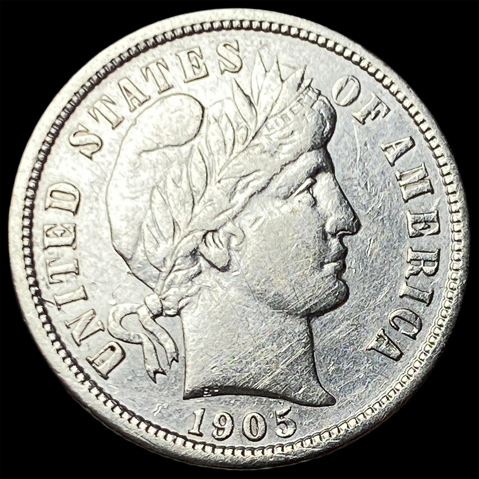 1905-S Silver Barber Dime CHOICE AU: 1905-S Silver Barber Dime CHOICE AU