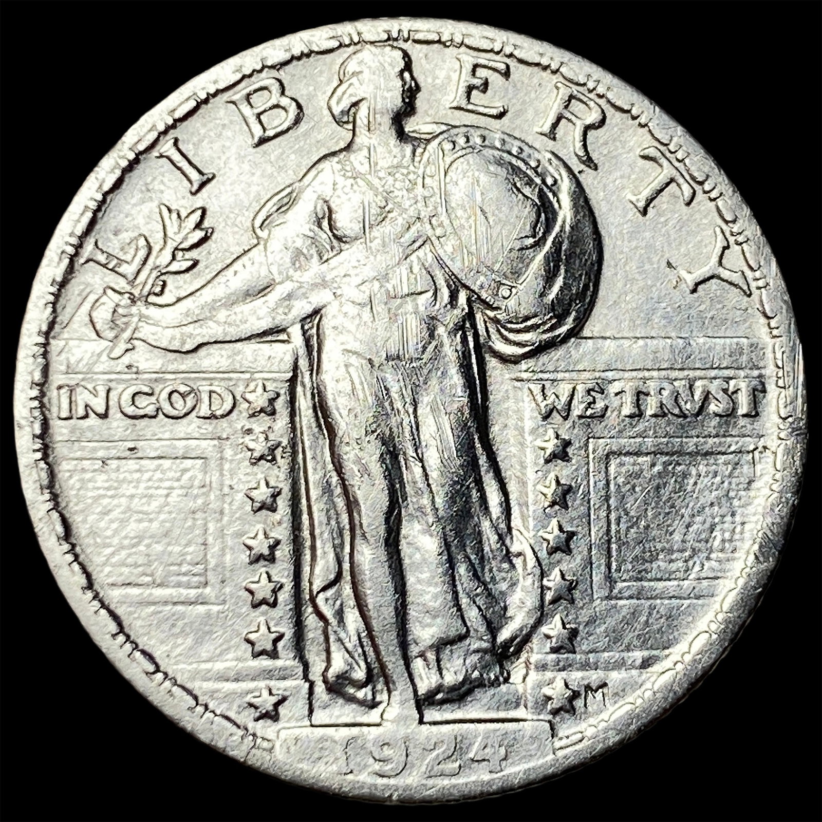 1924 Silver Standing Liberty Quarter CLOSELY UNCIRCULATED: 1924 Silver Standing Liberty Quarter CLOSELY UNCIRCULATED