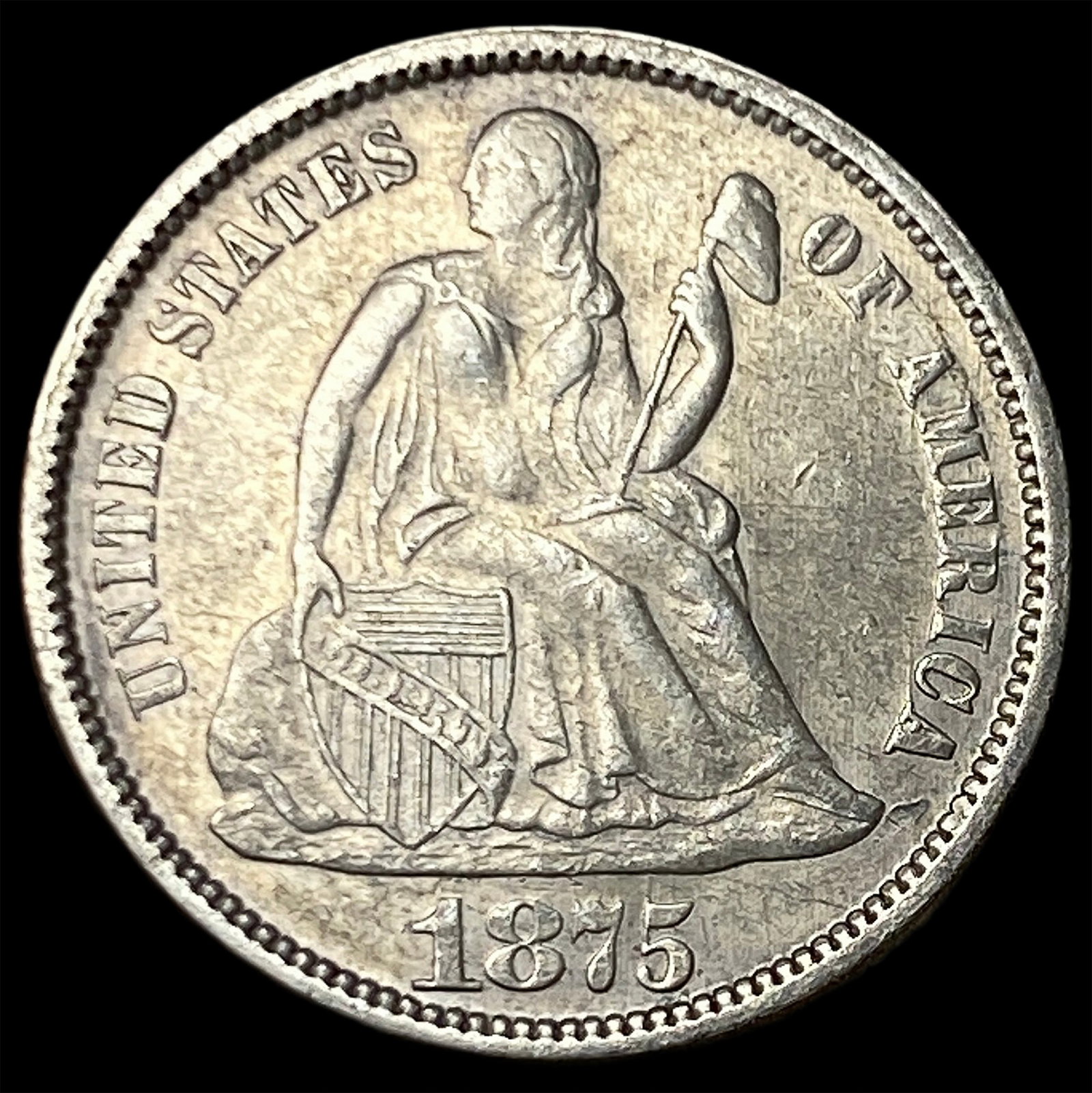 1875 Silver Seated Liberty Dime UNCIRCULATED: 1875 Silver Seated Liberty Dime UNCIRCULATED