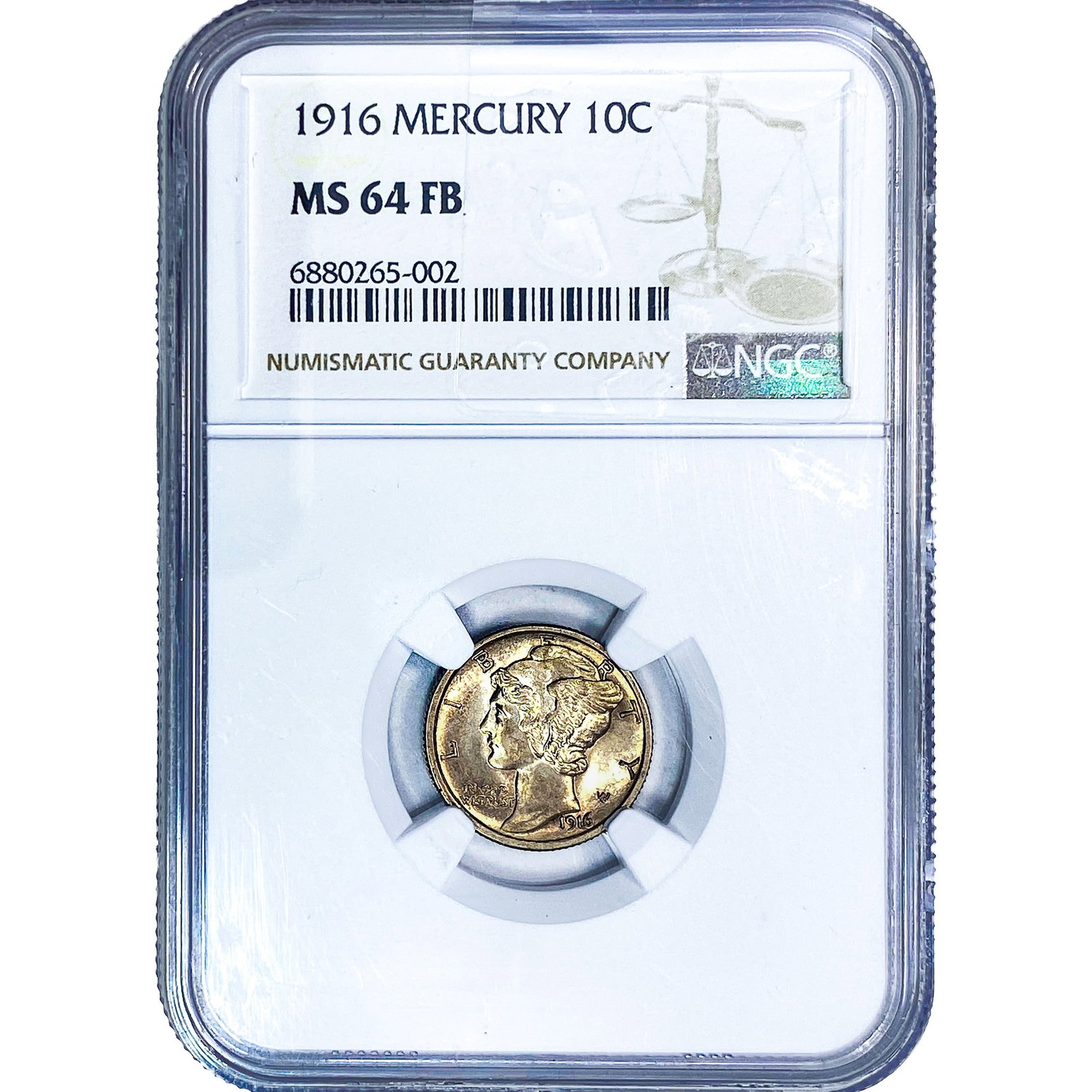 1916 Mercury Silver Dime NGC MS64 FB (1 of 2)