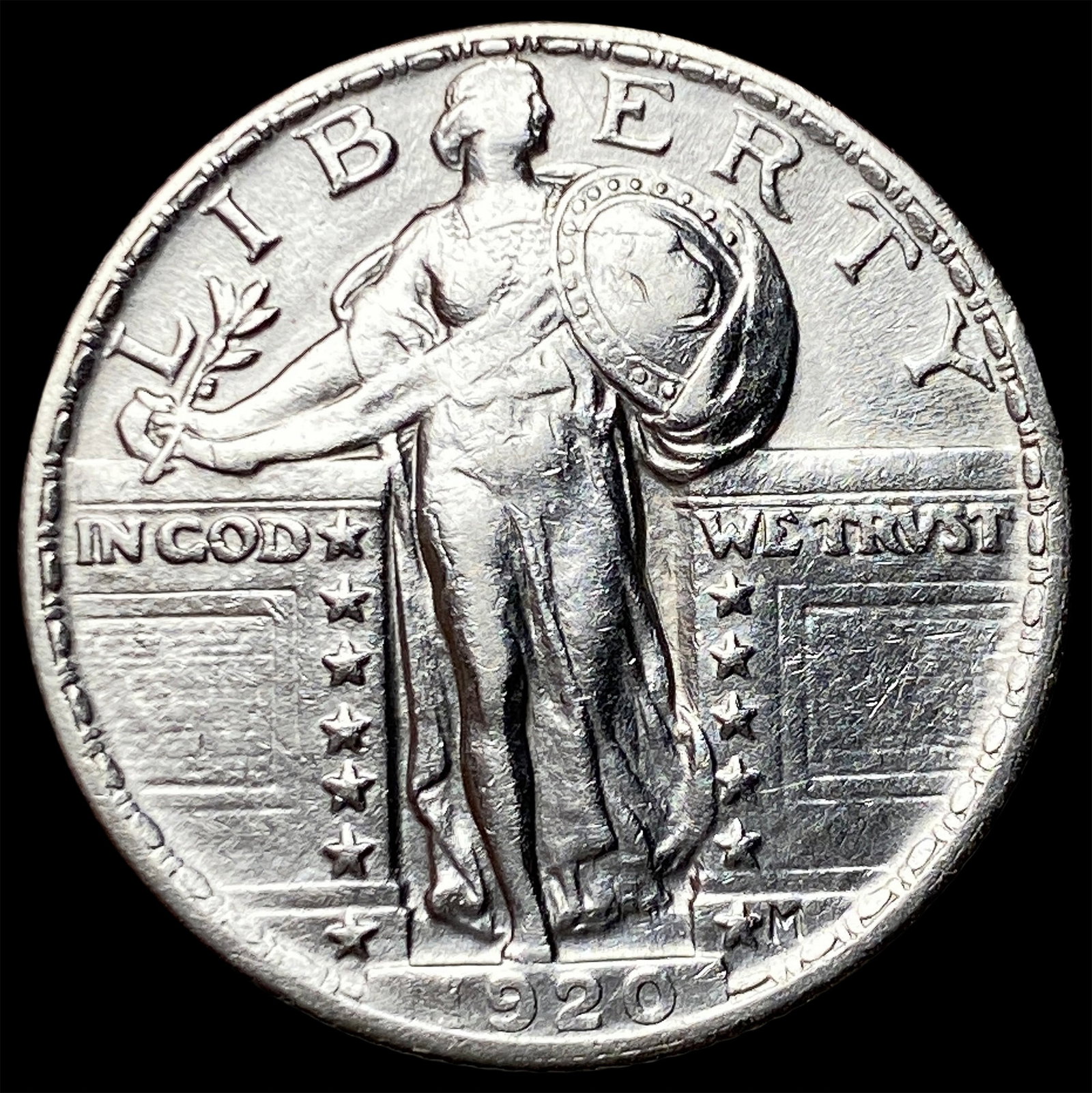 1920 Silver Standing Liberty Quarter CLOSELY UNCIRCULATED: 1920 Silver Standing Liberty Quarter CLOSELY UNCIRCULATED