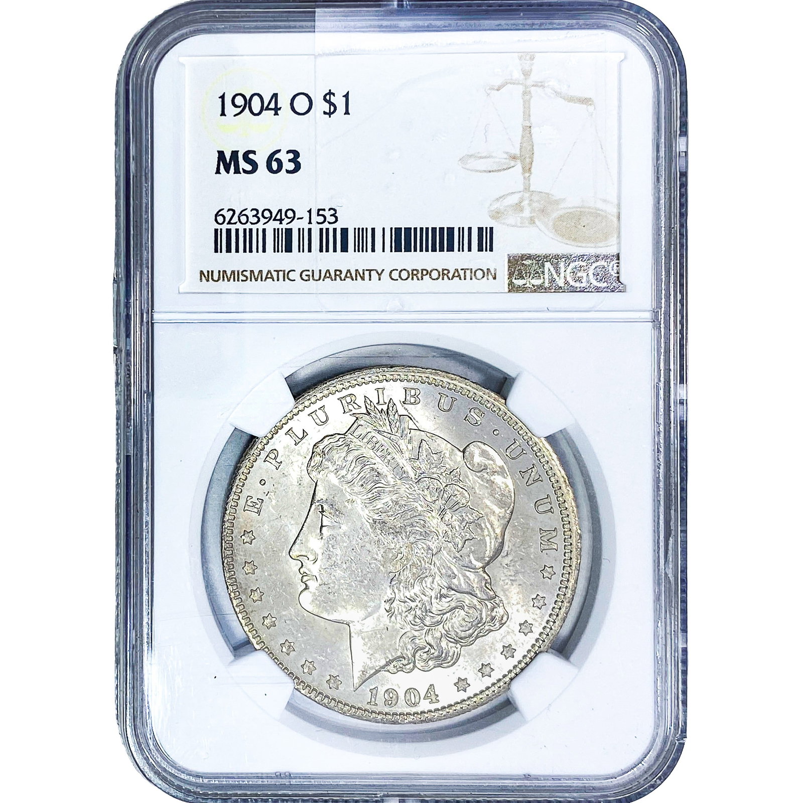 1904-O Morgan Silver Dollar NGC MS63: 1904-O Morgan Silver Dollar NGC MS63