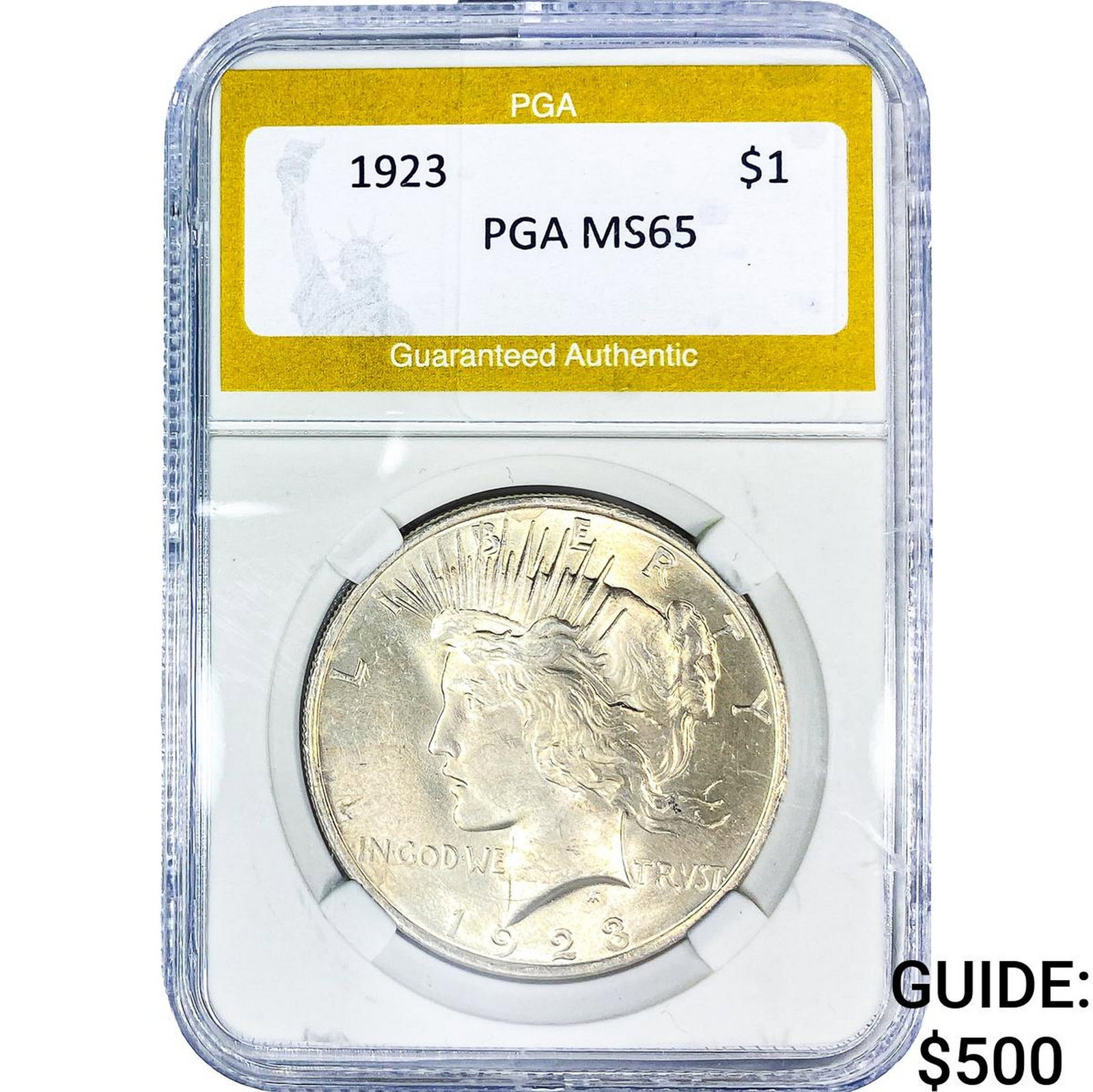 1923 Silver Peace Dollar PGA MS65: 1923 Silver Peace Dollar PGA MS65