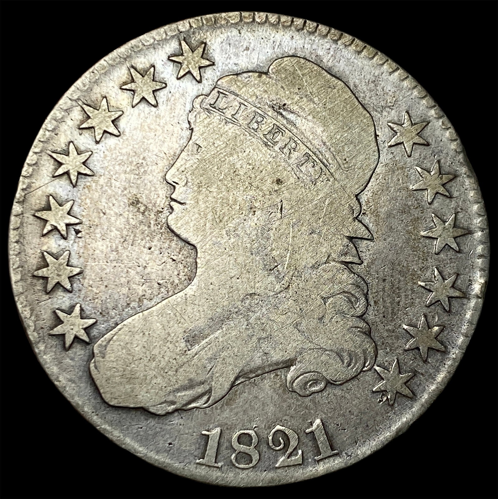 1821 Capped Bust Half Dollar LIGHTLY CIRCULATED: 1821 Capped Bust Half Dollar LIGHTLY CIRCULATED