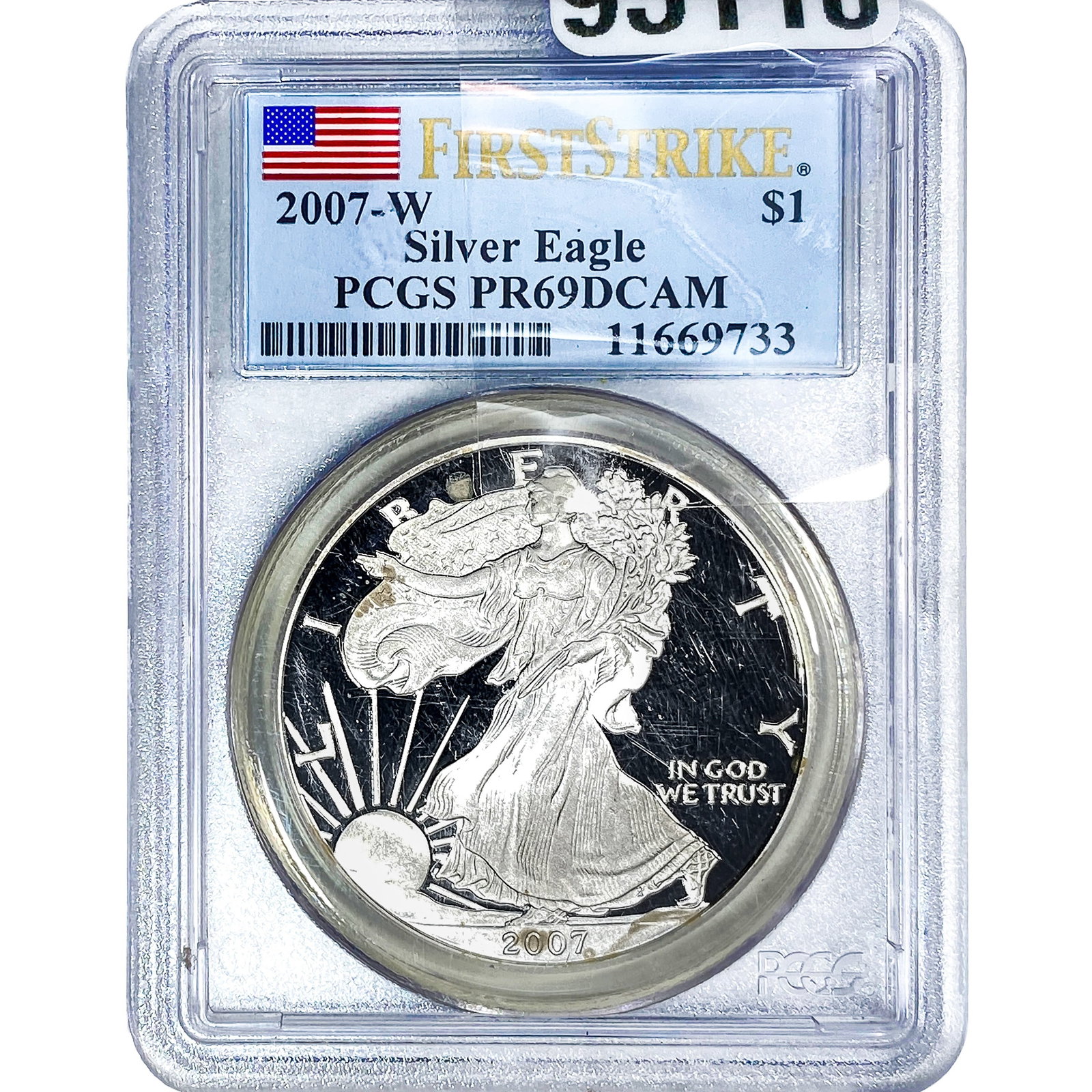 2007-W Silver Eagle PCGS PR69 DCAM: 2007-W Silver Eagle PCGS PR69 DCAM