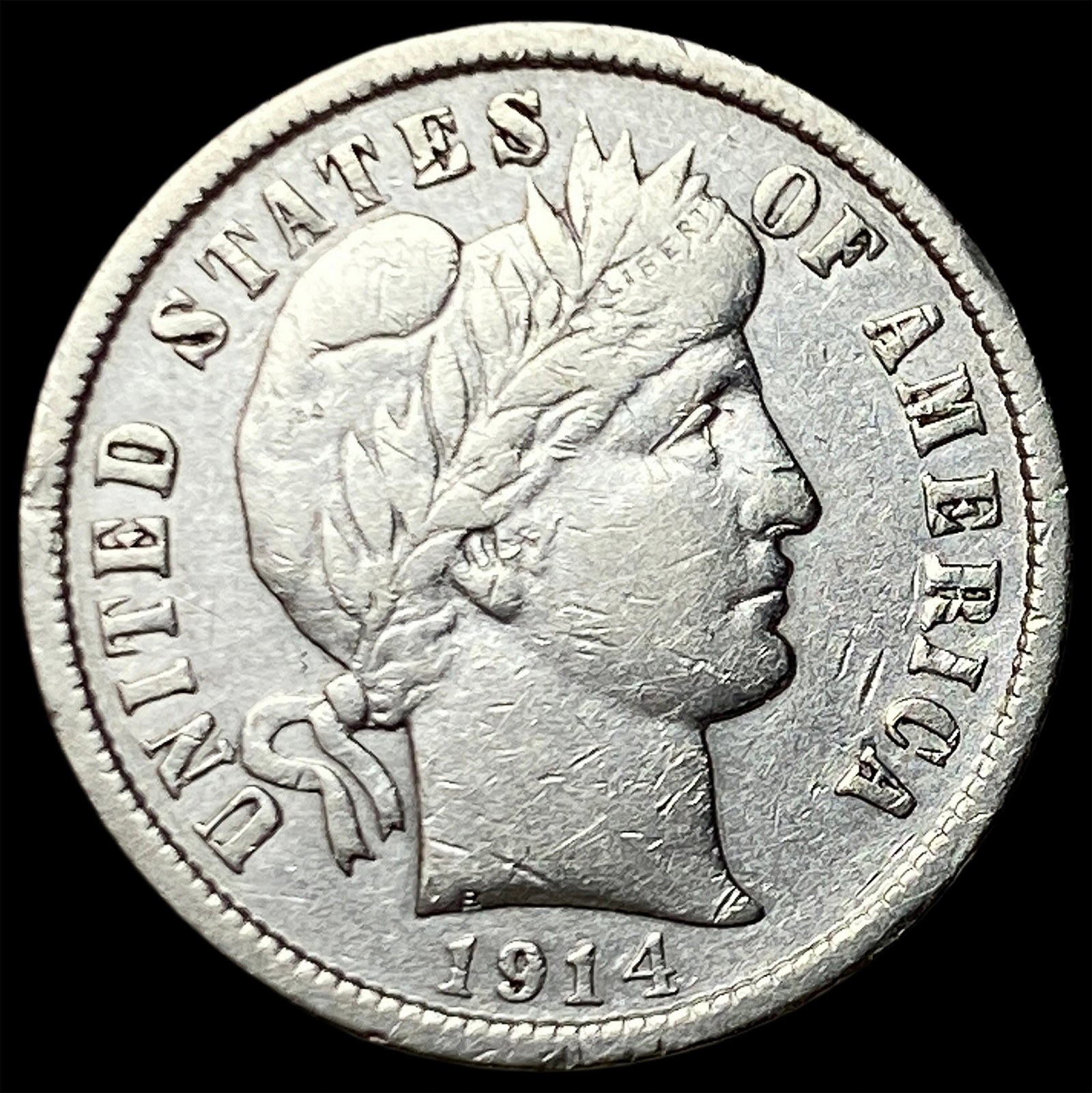 1914-D Silver Barber Dime CHOICE AU: 1914-D Silver Barber Dime CHOICE AU