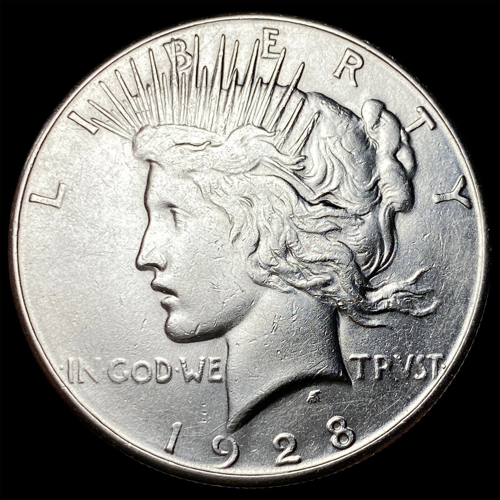 1928-S Silver Peace Dollar CHOICE AU: 1928-S Silver Peace Dollar CHOICE AU