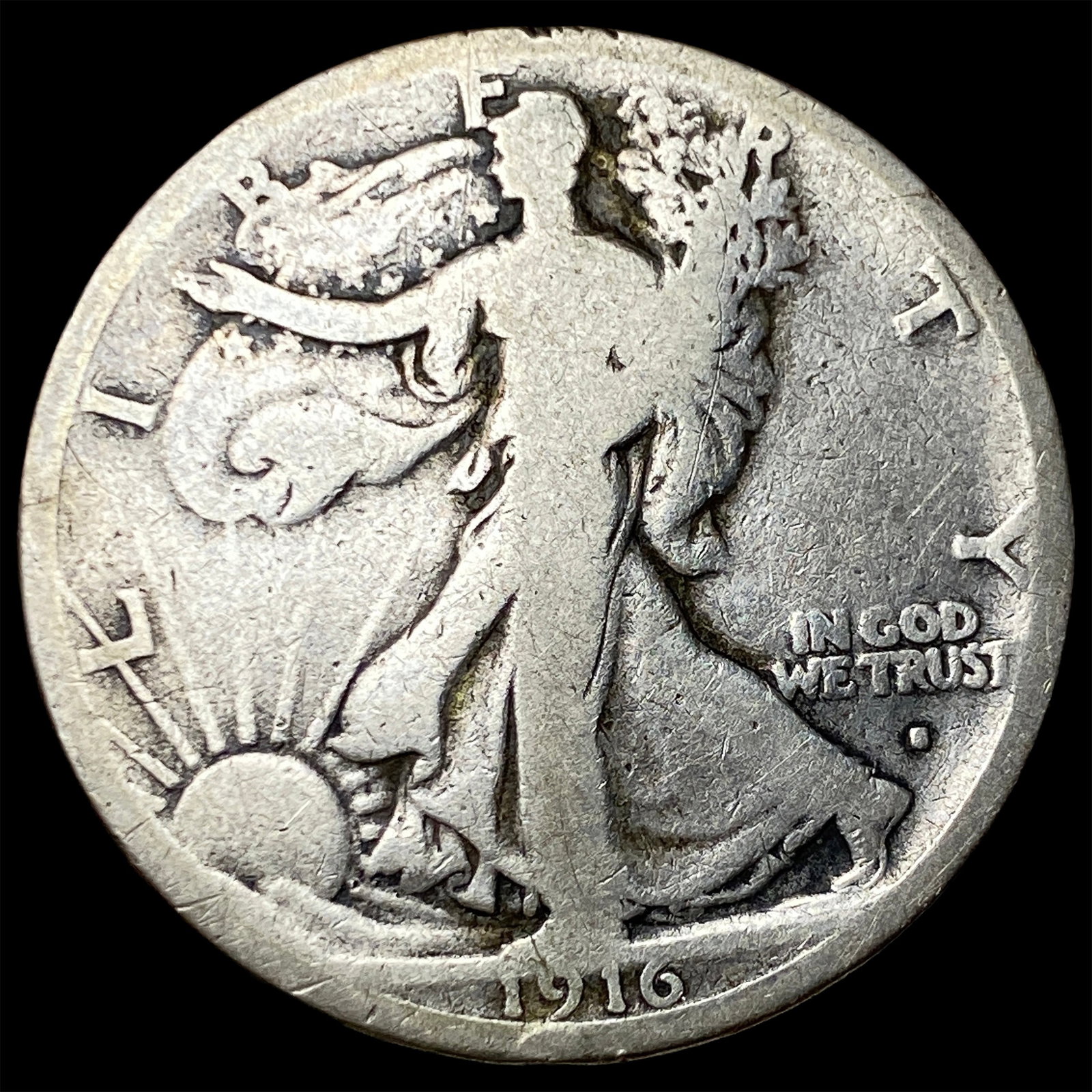 1916-S Silver Walking Liberty Half Dollar NICELY CIRCULATED: 1916-S Silver Walking Liberty Half Dollar NICELY CIRCULATED