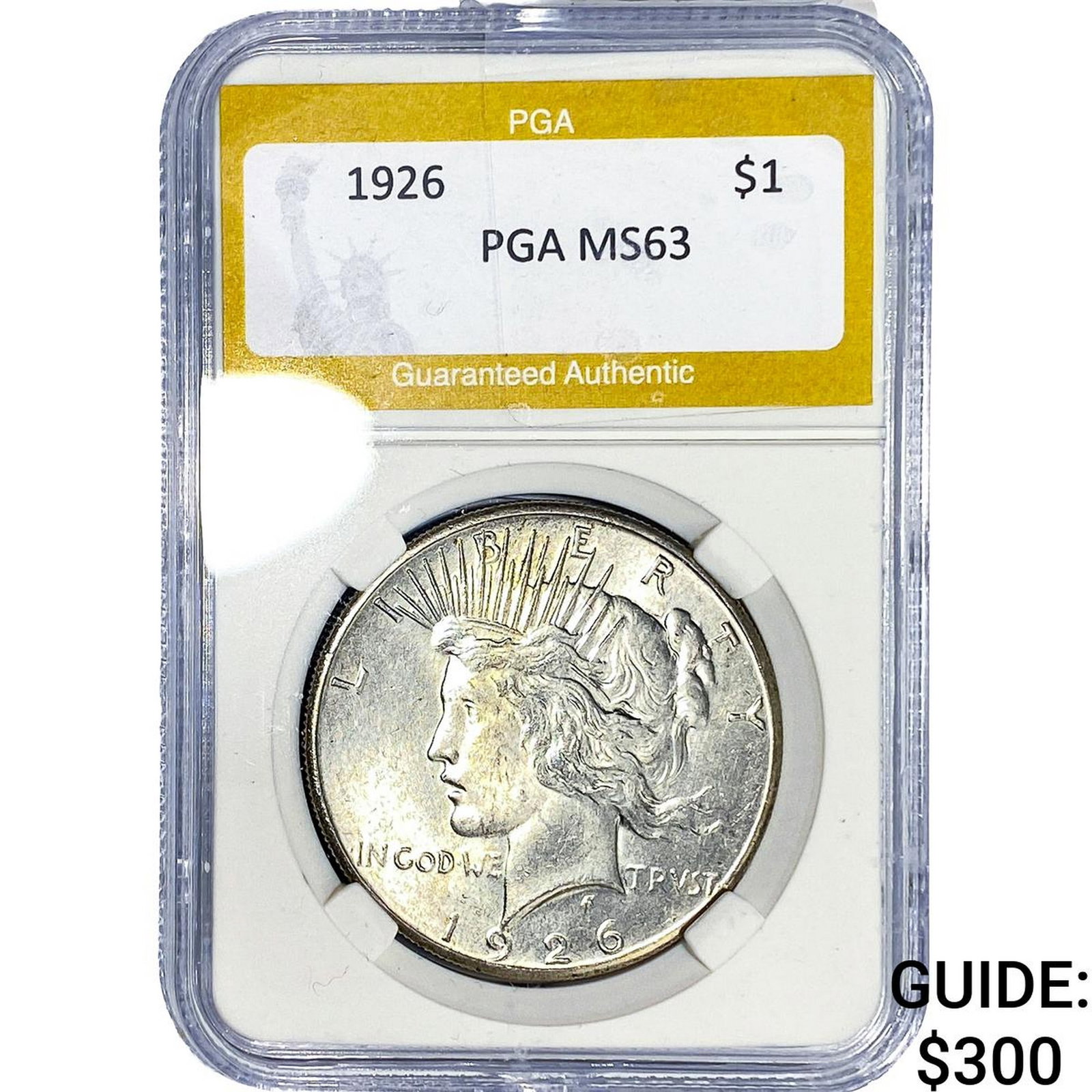 1926 Silver Peace Dollar PGA MS63: 1926 Silver Peace Dollar PGA MS63