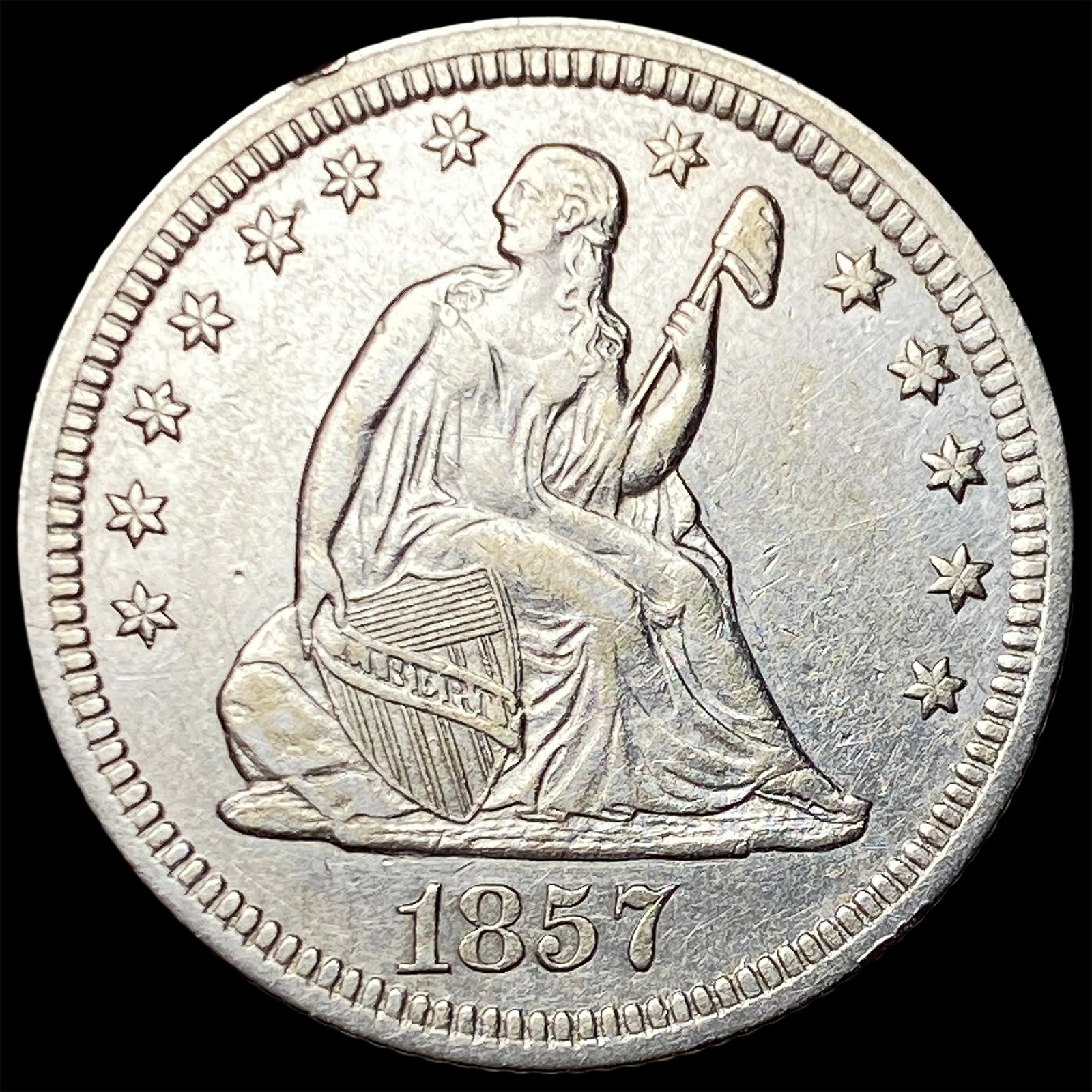 1857 Silver Seated Liberty Quarter UNCIRCULATED: 1857 Silver Seated Liberty Quarter UNCIRCULATED