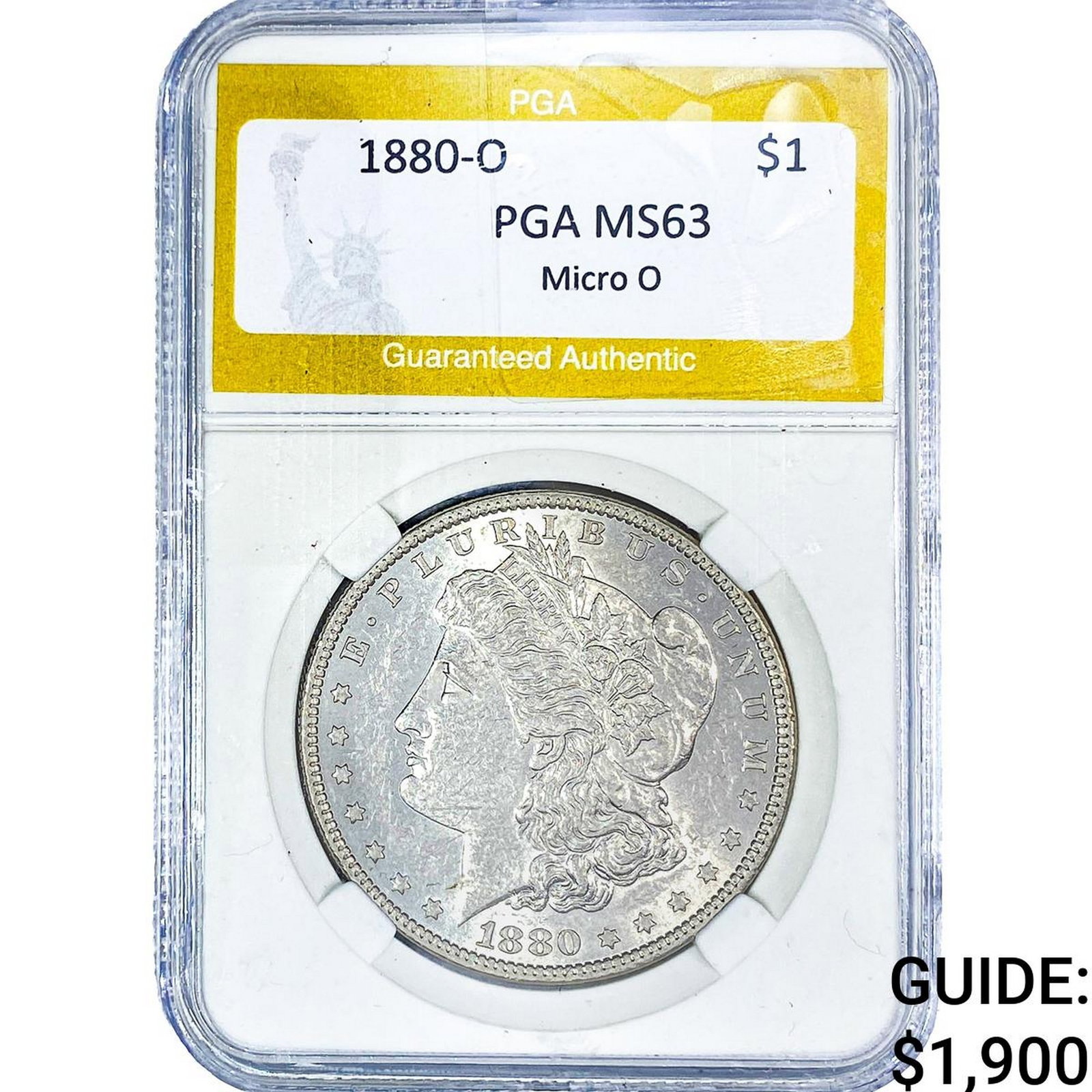 1880-O Morgan Silver Dollar PGA MS63 Micro O: 1880-O Morgan Silver Dollar PGA MS63 Micro O