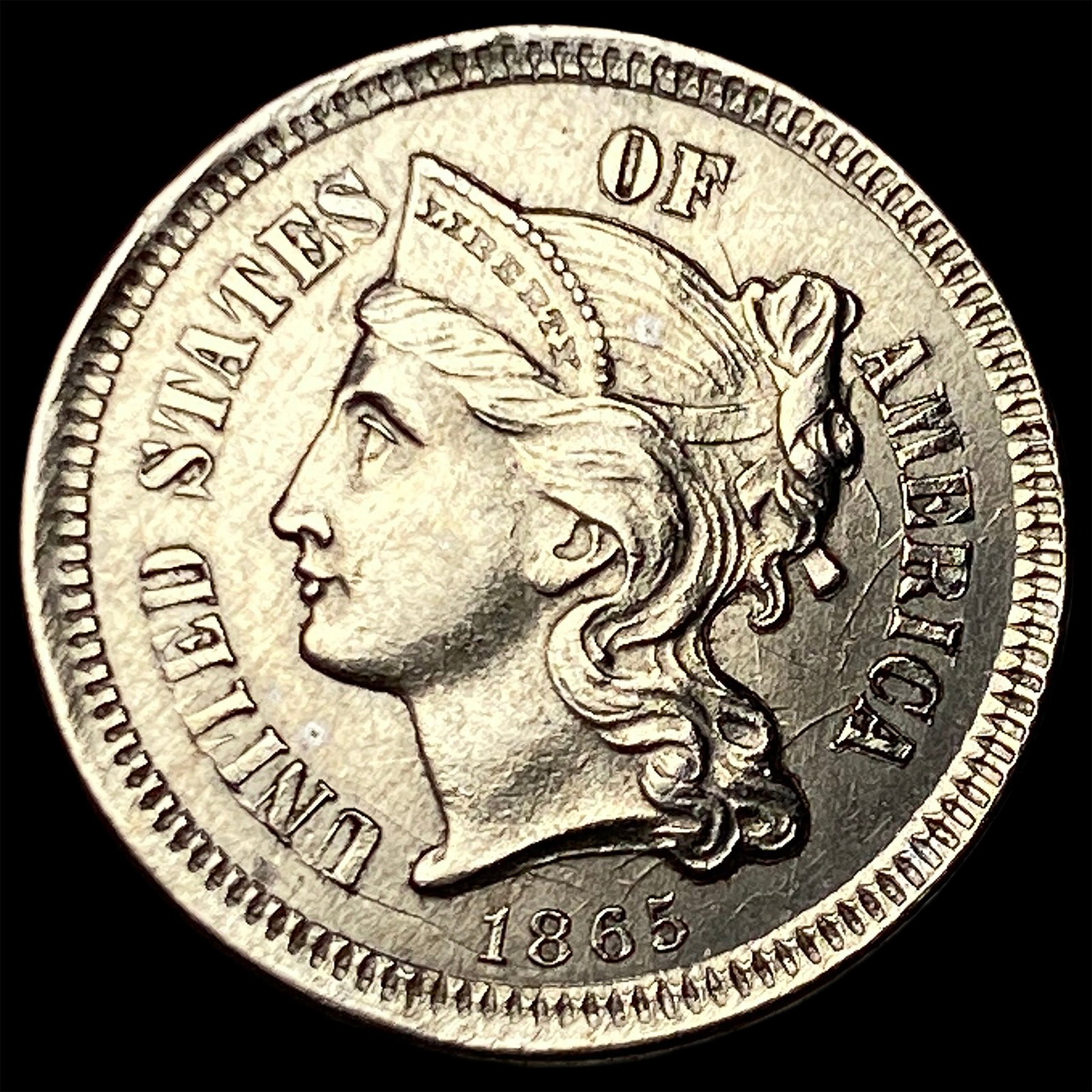 1865 Nickel Three-Cent Piece UNCIRCULATED: 1865 Nickel Three-Cent Piece UNCIRCULATED