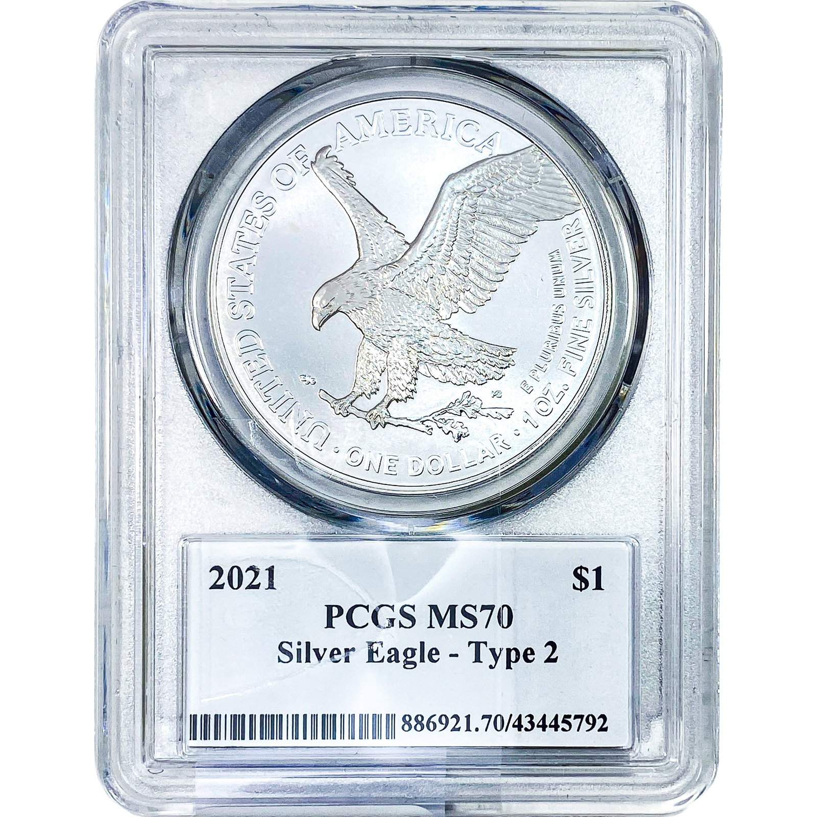 2021 Silver Eagle PCGS MS70 Type 2: 2021 Silver Eagle PCGS MS70 Type 2