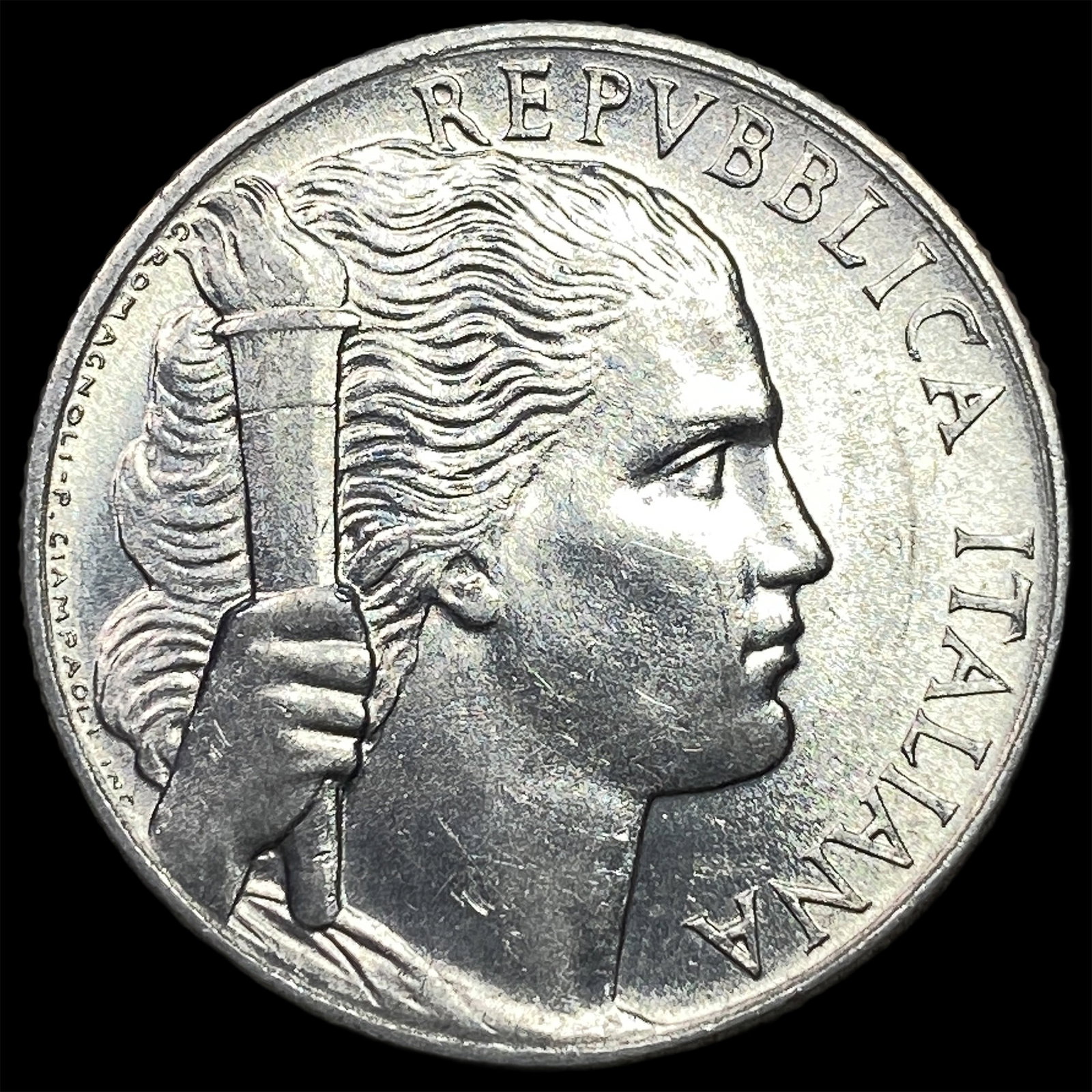 1950 Italy Aluminum 5 Lire: 1950 Italy Aluminum 5 Lire