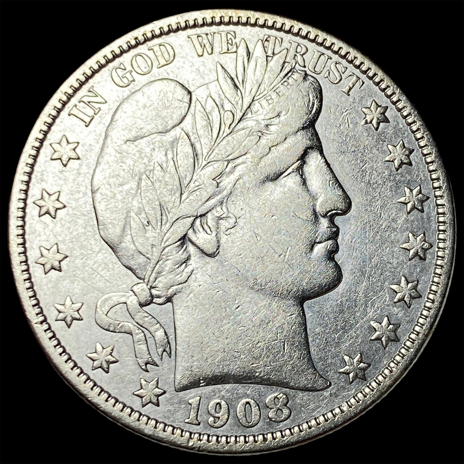 1908-O Silver Barber Half Dollar CLOSELY UNCIRCULATED: 1908-O Silver Barber Half Dollar CLOSELY UNCIRCULATED