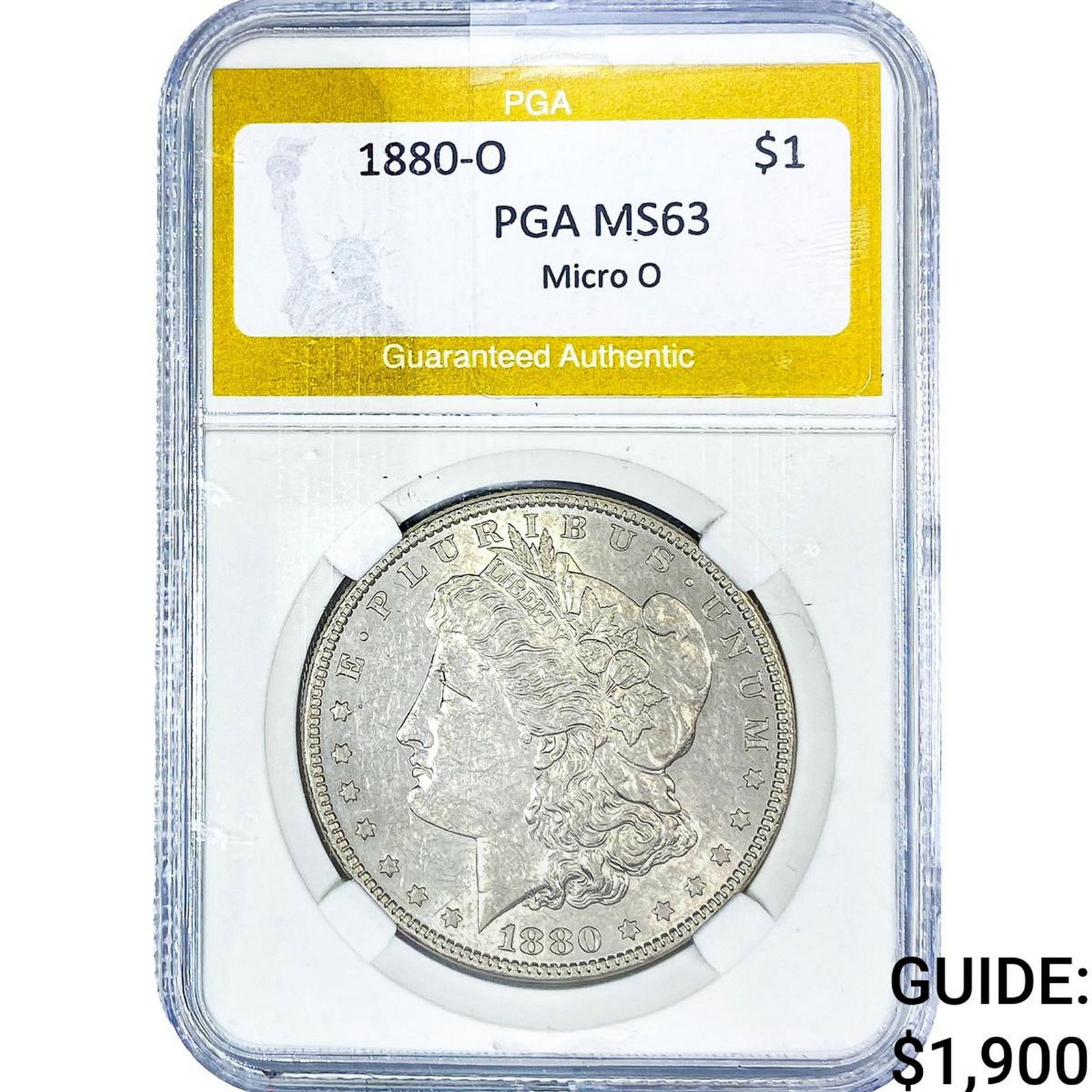 1880-O Morgan Silver Dollar PGA MS63 Micro O: 1880-O Morgan Silver Dollar PGA MS63 Micro O