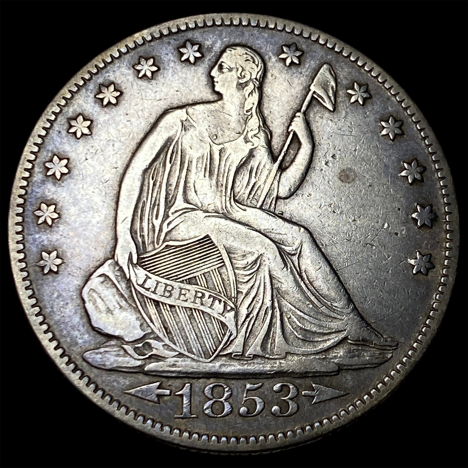 1853-O Silver Seated Liberty Half Dollar CLOSELY UNCIRCULATED: 1853-O Silver Seated Liberty Half Dollar CLOSELY UNCIRCULATED