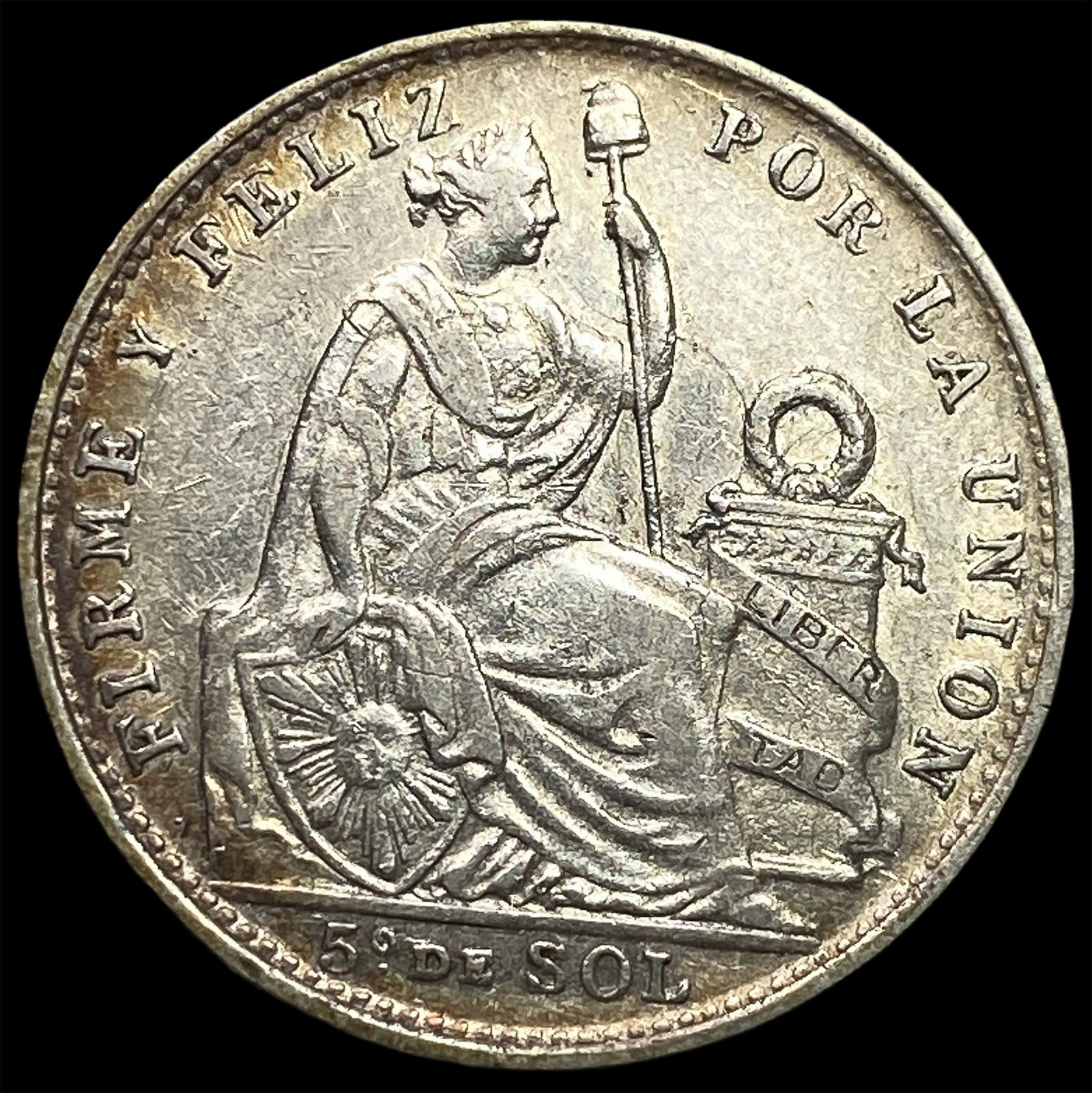 1901 TF Peru Silver 1/5 Sol: 1901 TF Peru Silver 1/5 Sol