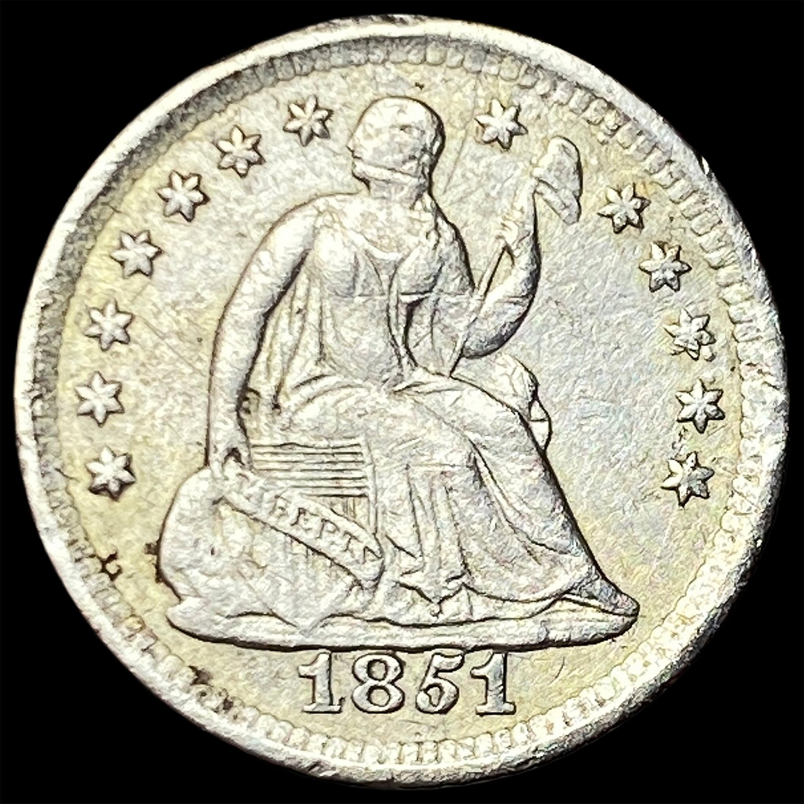 1851-O Silver Half Dime NEARLY UNCIRCULATED: 1851-O Silver Half Dime NEARLY UNCIRCULATED