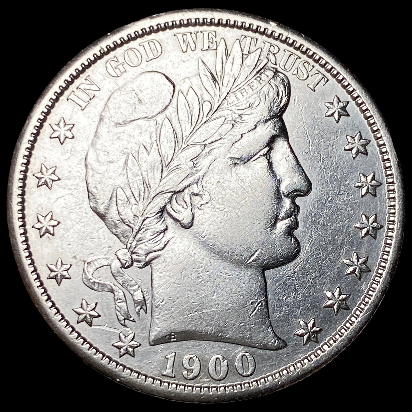 1900-S Silver Barber Half Dollar CHOICE AU: 1900-S Silver Barber Half Dollar CHOICE AU