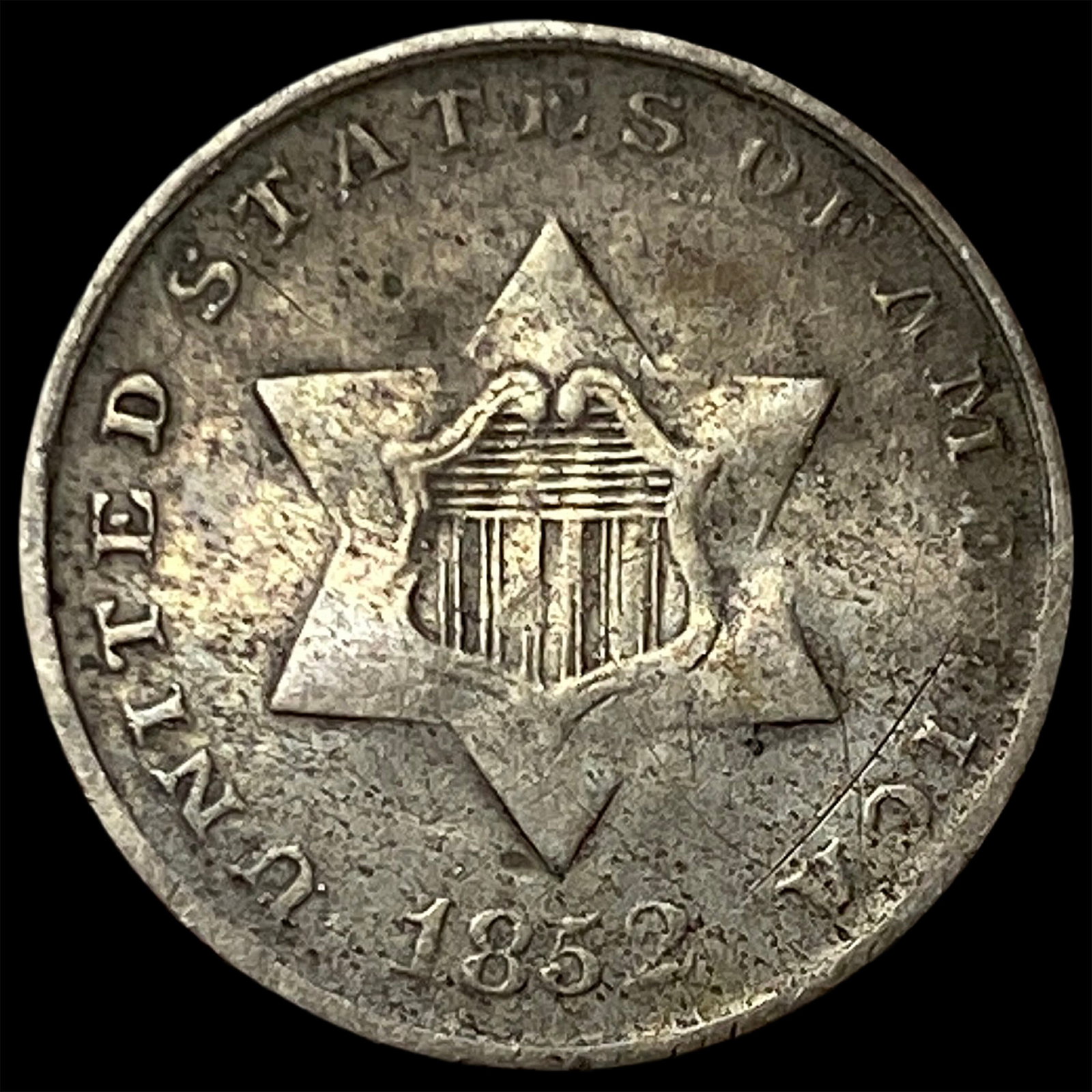 1852 Silver Three-Cent Piece LIGHTLY CIRCULATED: 1852 Silver Three-Cent Piece LIGHTLY CIRCULATED
