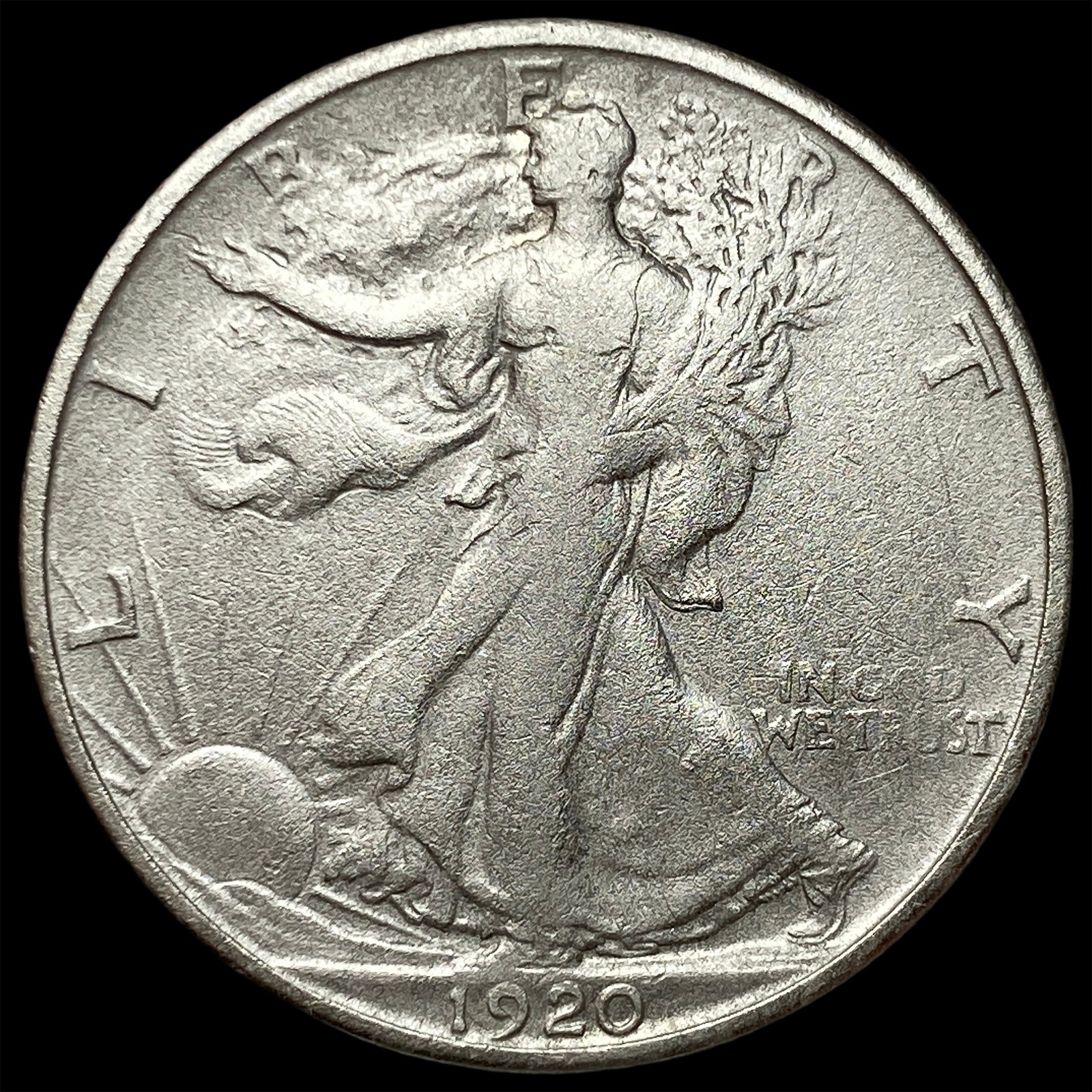 1920-S Silver Walking Liberty Half Dollar LIGHTLY CIRCULATED: 1920-S Silver Walking Liberty Half Dollar LIGHTLY CIRCULATED