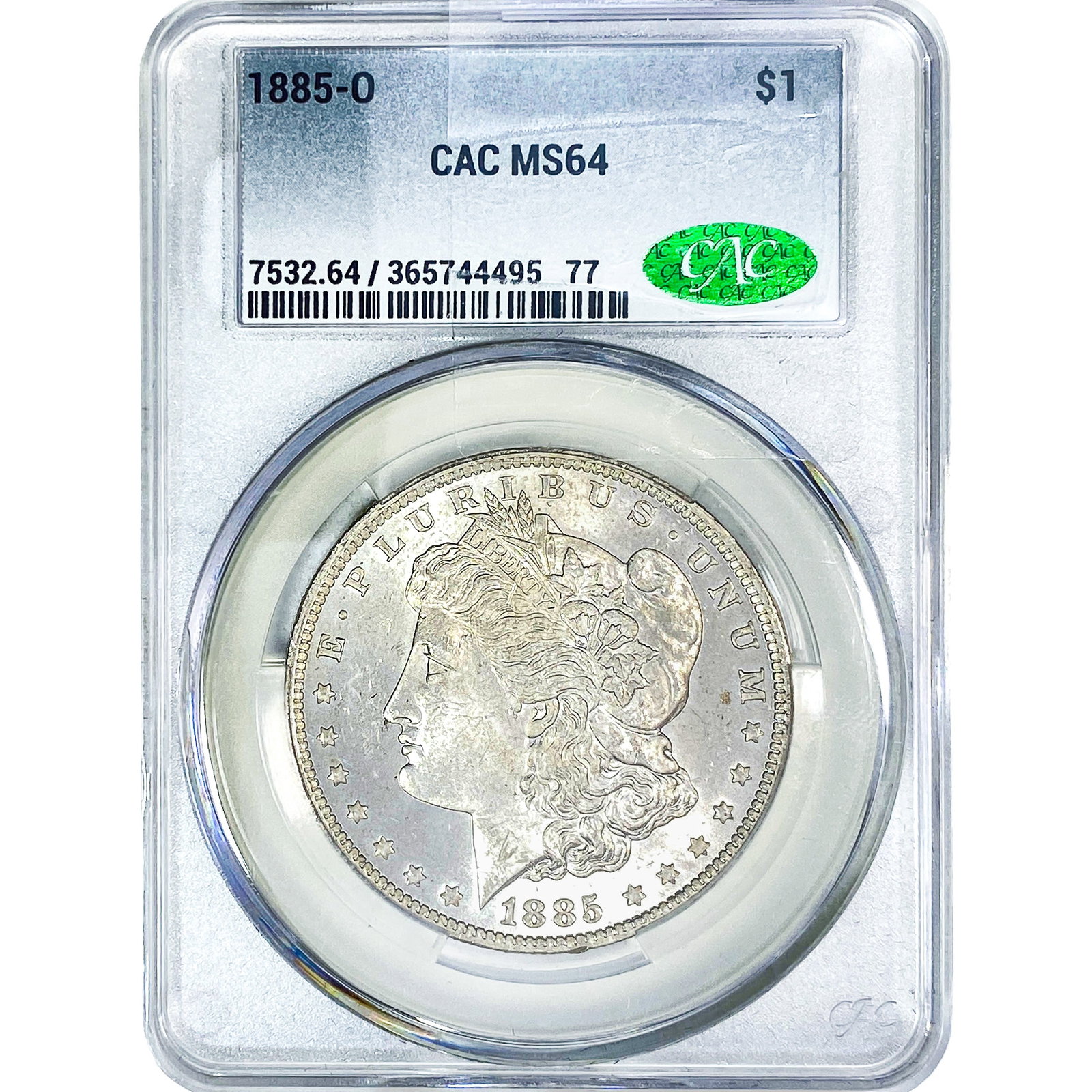 1885-O Morgan Silver Dollar CAC MS64: 1885-O Morgan Silver Dollar CAC MS64