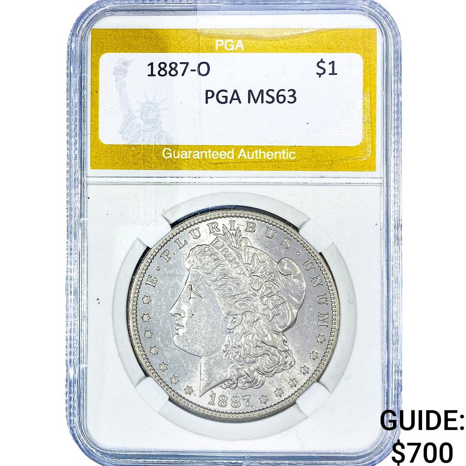 1887-O Morgan Silver Dollar PGA MS63: 1887-O Morgan Silver Dollar PGA MS63