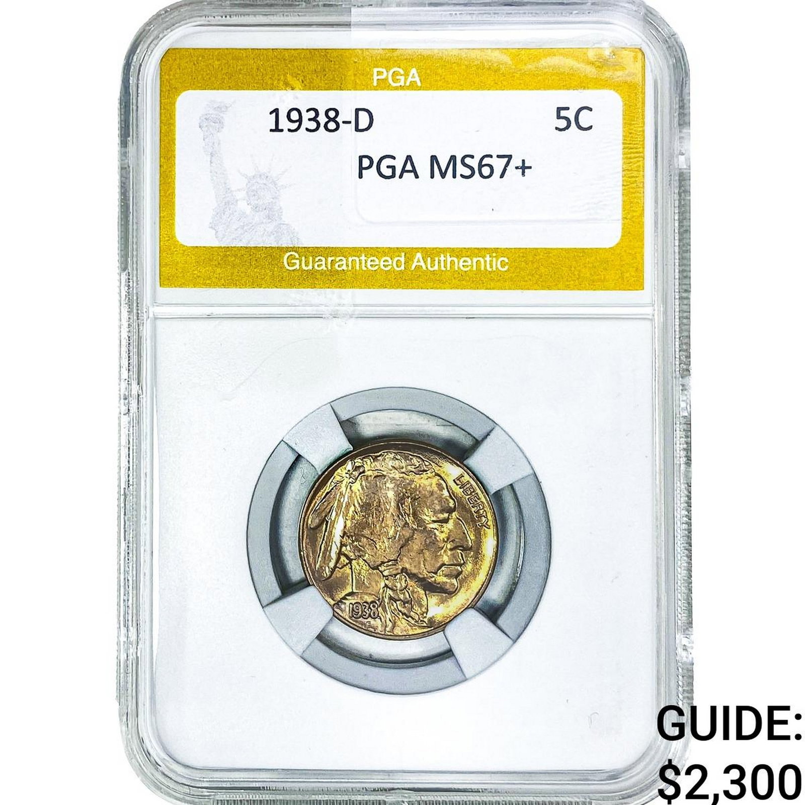 1938-D Buffalo Nickel PGA MS67+: 1938-D Buffalo Nickel PGA MS67+