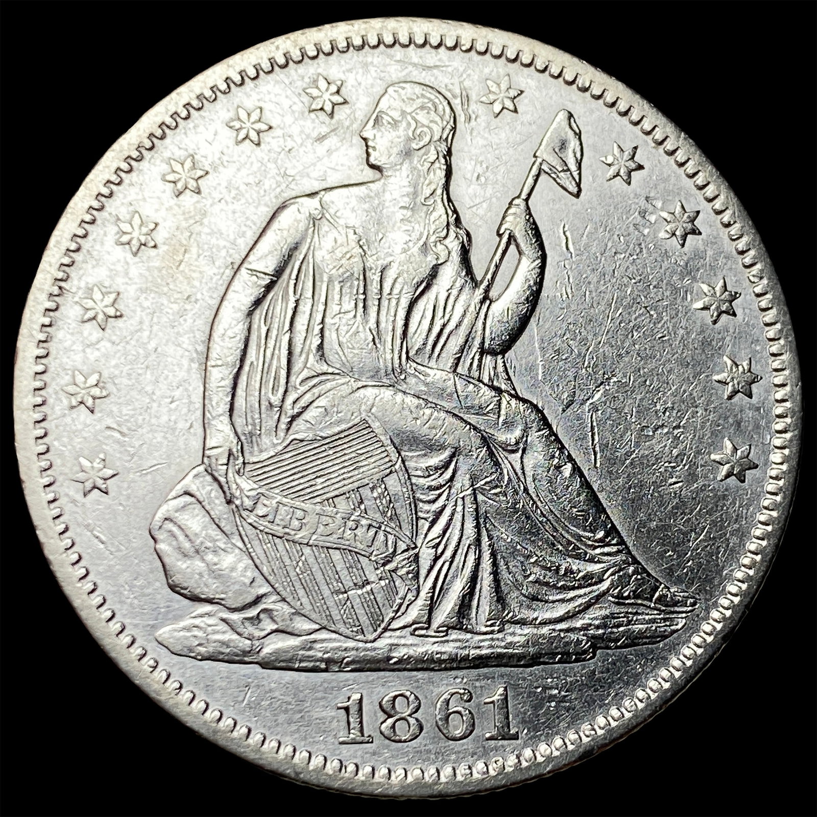 1861 Seated Liberty Half Dollar NEARLY UNCIRCULATED: 1861 Seated Liberty Half Dollar NEARLY UNCIRCULATED
