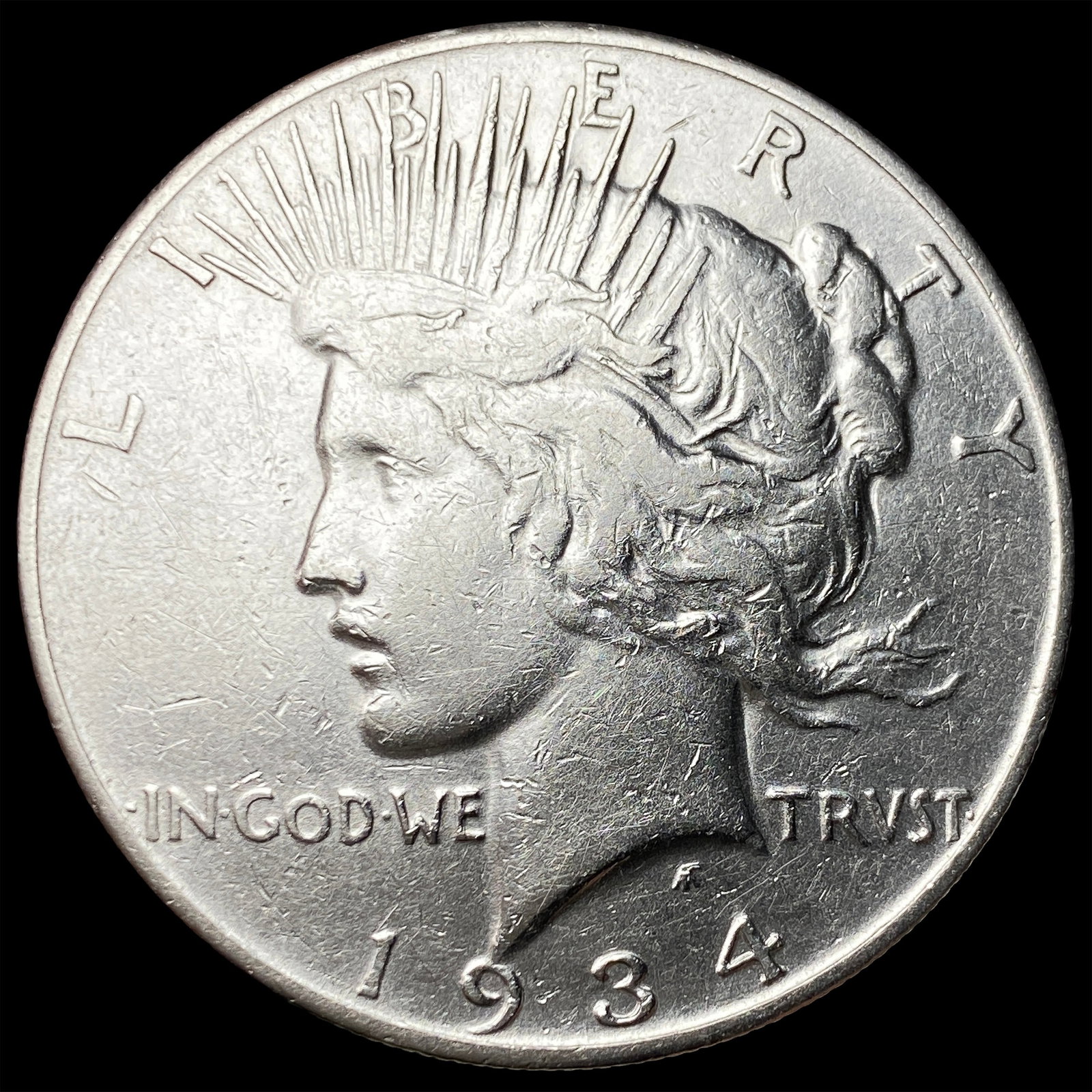 1934-S Peace Silver Dollar NEARLY UNCIRCULATED: 1934-S Peace Silver Dollar NEARLY UNCIRCULATED