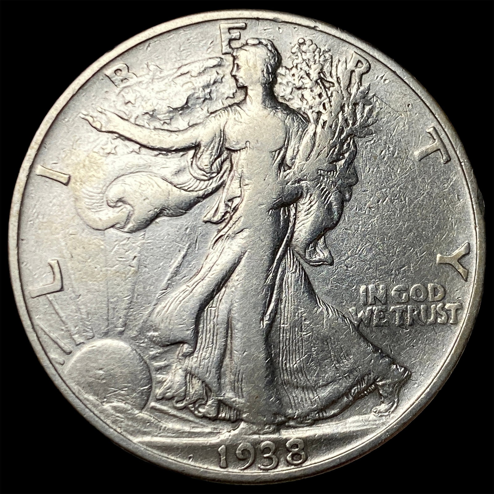 1938-D Silver Walking Liberty Half Dollar NEARLY UNCIRCULATED (1 of 2)