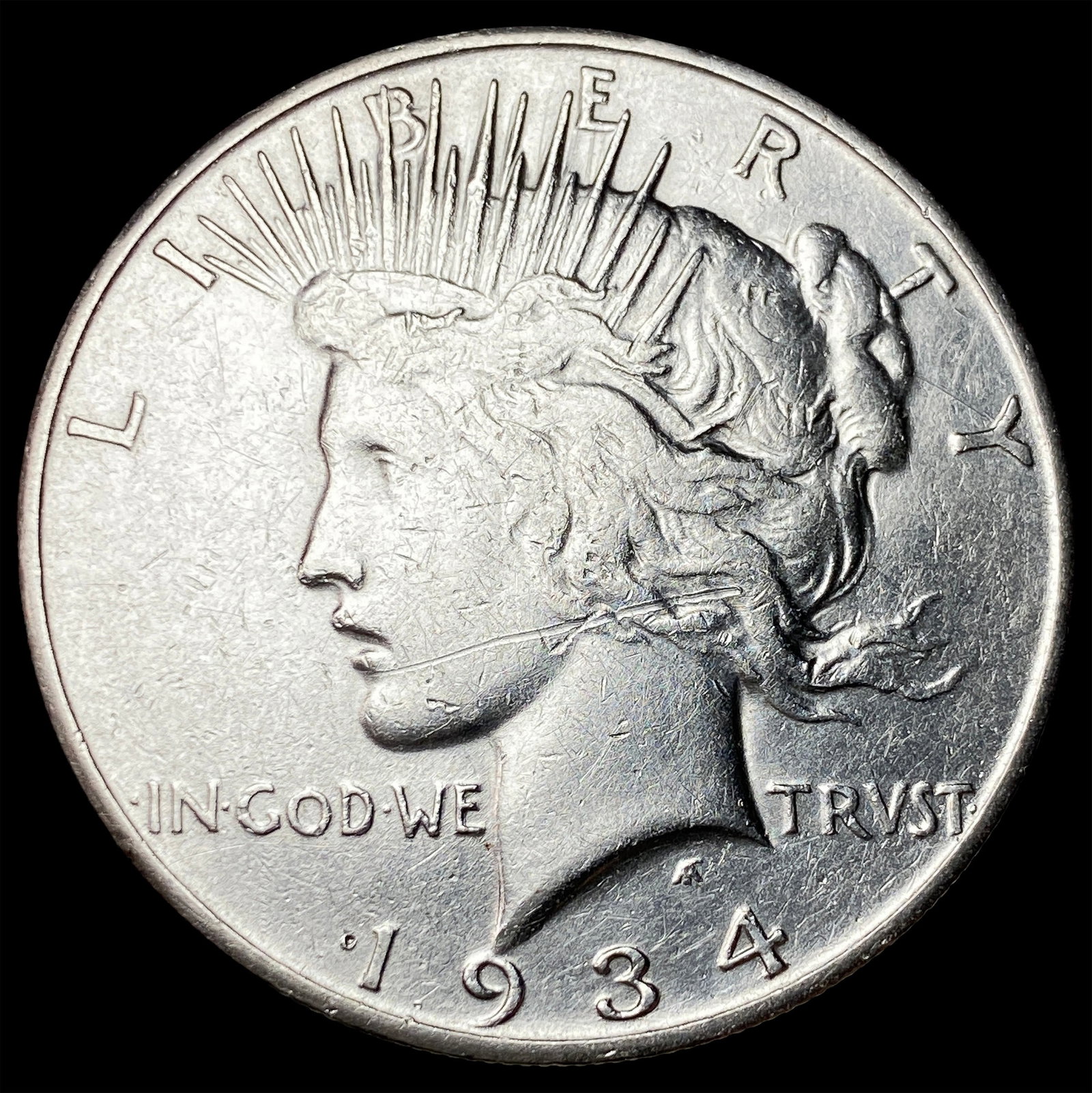 1934-S Silver Peace Dollar NEARLY UNCIRCULATED: 1934-S Silver Peace Dollar NEARLY UNCIRCULATED