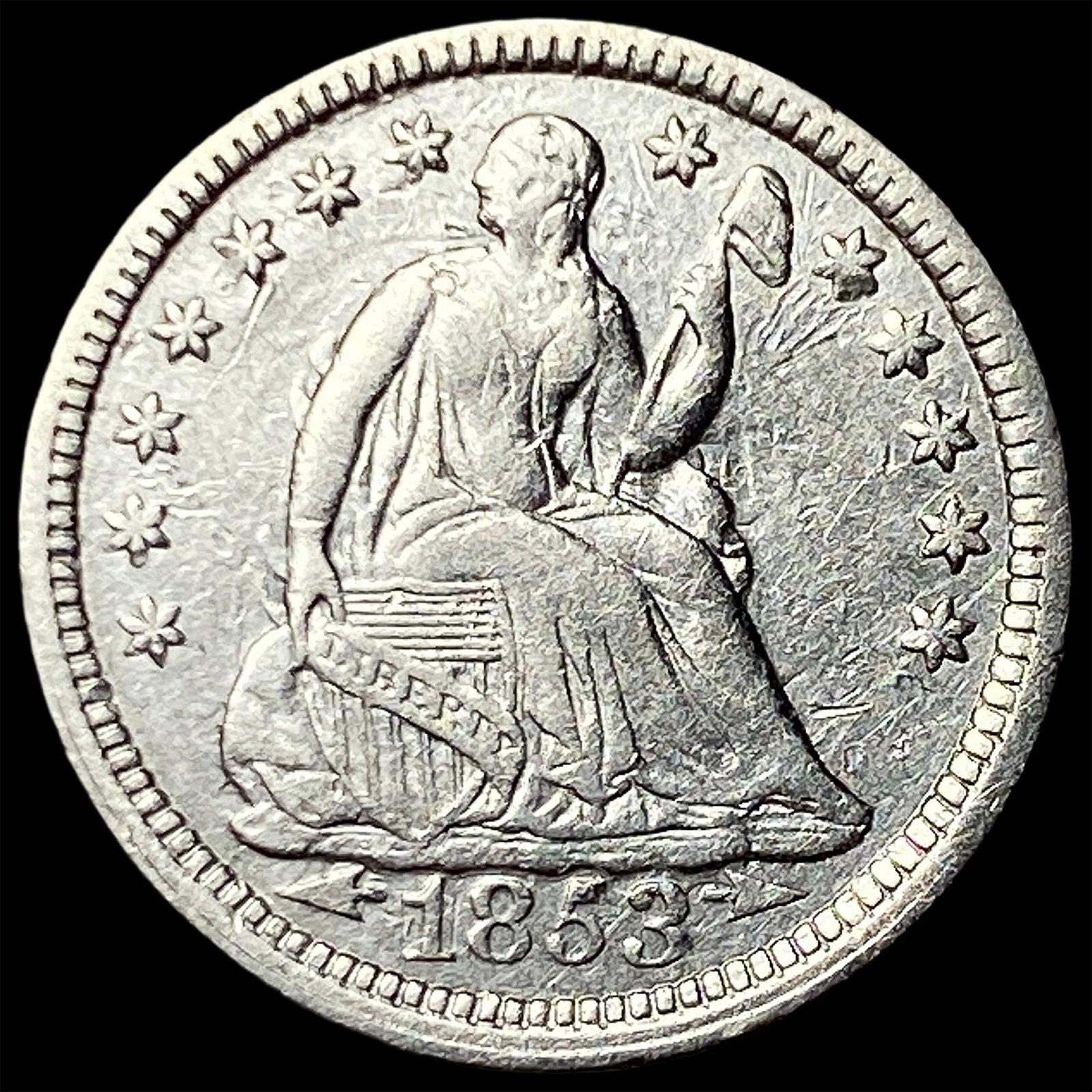 1853 Seated Liberty Half Dime NEARLY UNCIRCULATED: 1853 Seated Liberty Half Dime NEARLY UNCIRCULATED