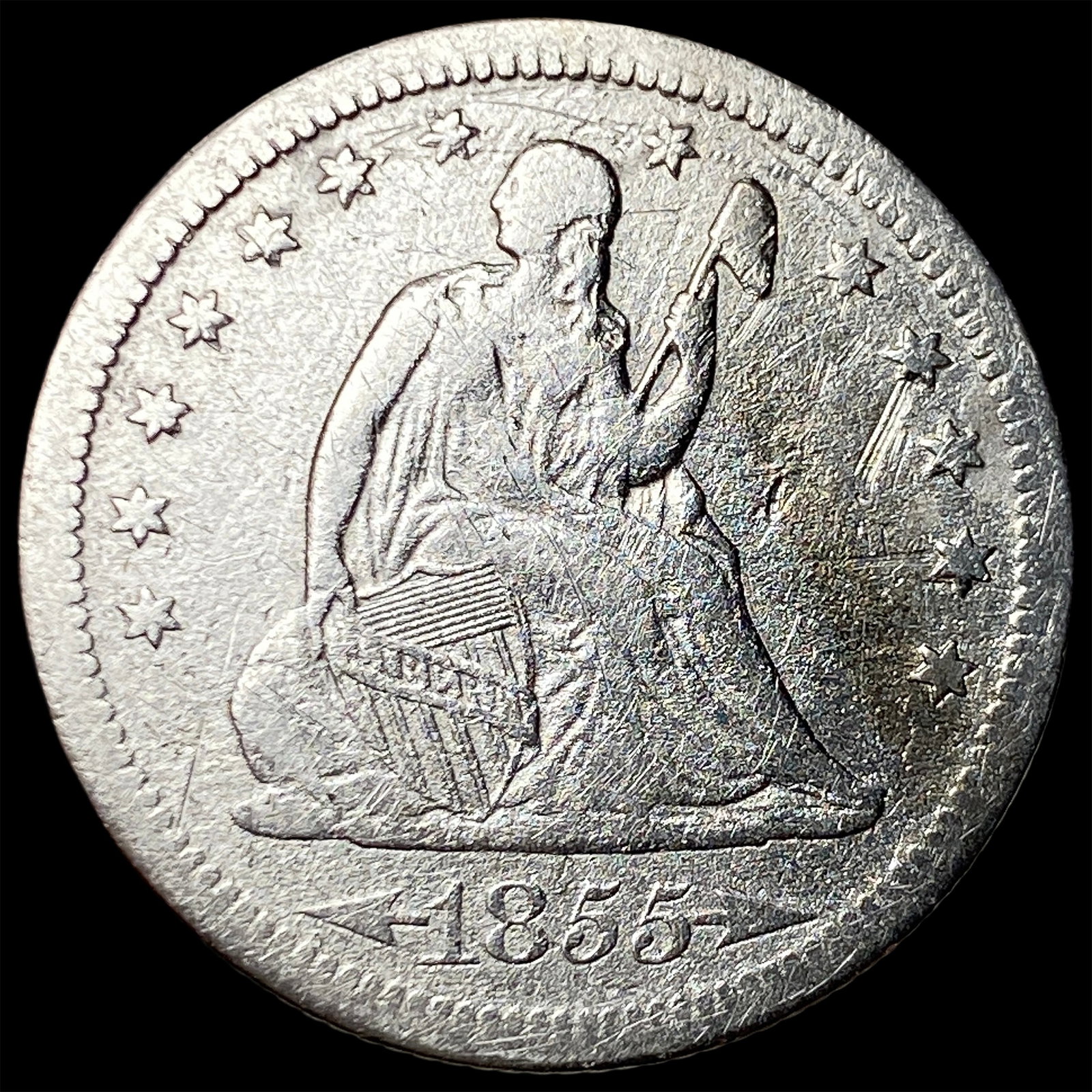 1855-S Arrows Silver Seated Liberty Quarter HIGH GRADE: 1855-S Arrows Silver Seated Liberty Quarter HIGH GRADE
