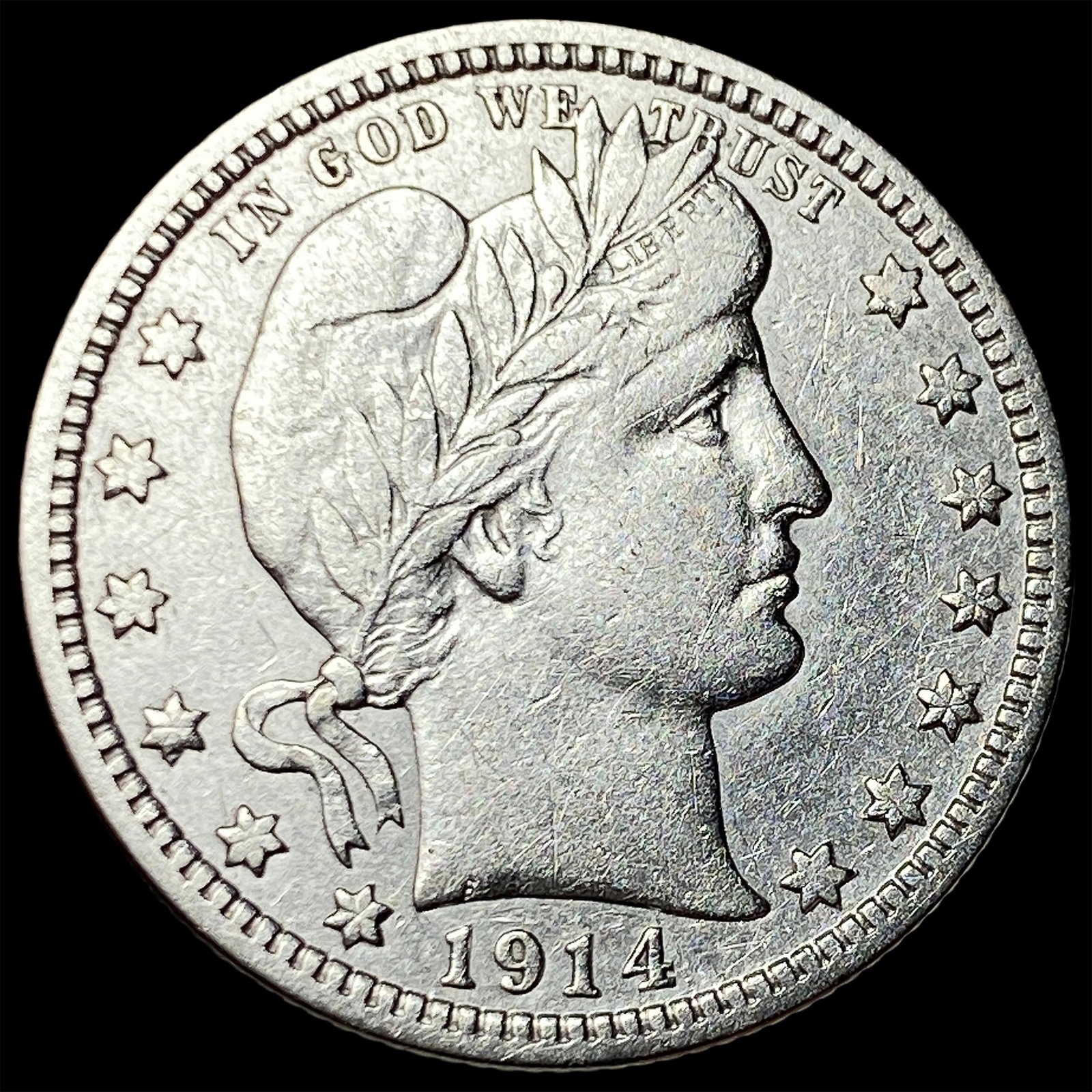 1914-D Barber Silver Quarter NEARLY UNCIRCULATED: 1914-D Barber Silver Quarter NEARLY UNCIRCULATED