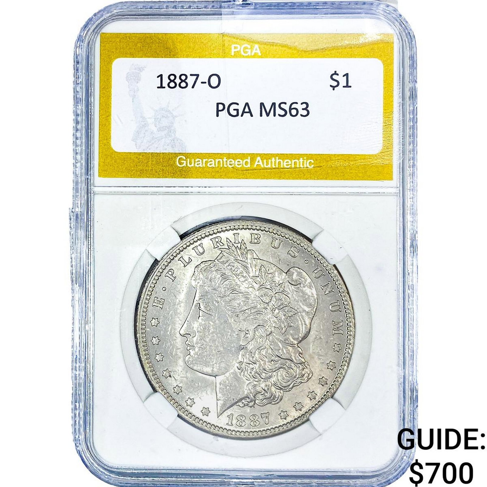 1887-O Morgan Silver Dollar PGA MS63: 1887-O Morgan Silver Dollar PGA MS63