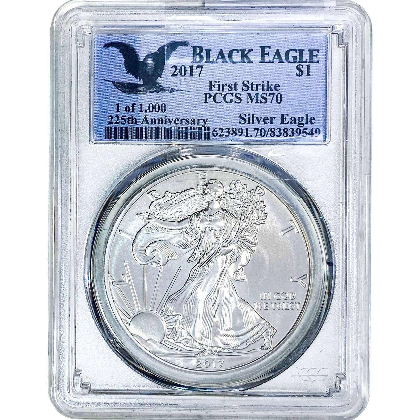 2017 Silver Eagle PCGS MS70: 2017 Silver Eagle PCGS MS70