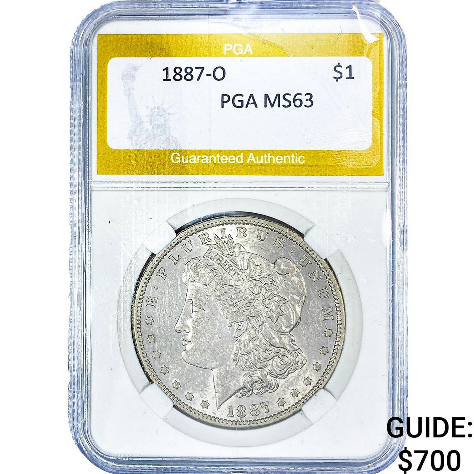 1887-O Morgan Silver Dollar PGA MS63: 1887-O Morgan Silver Dollar PGA MS63