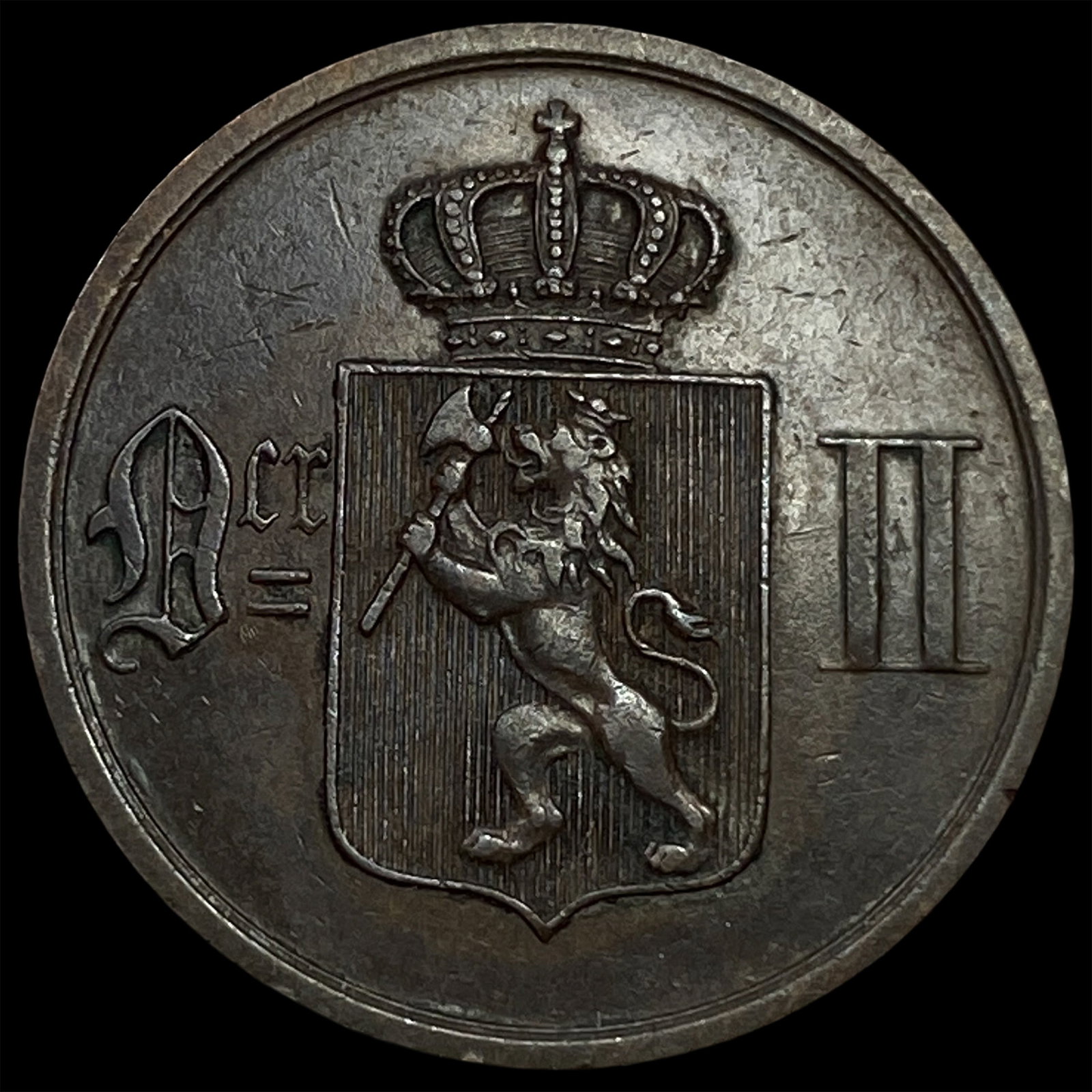 1889 Norway Bronze 2 Ore: 1889 Norway Bronze 2 Ore