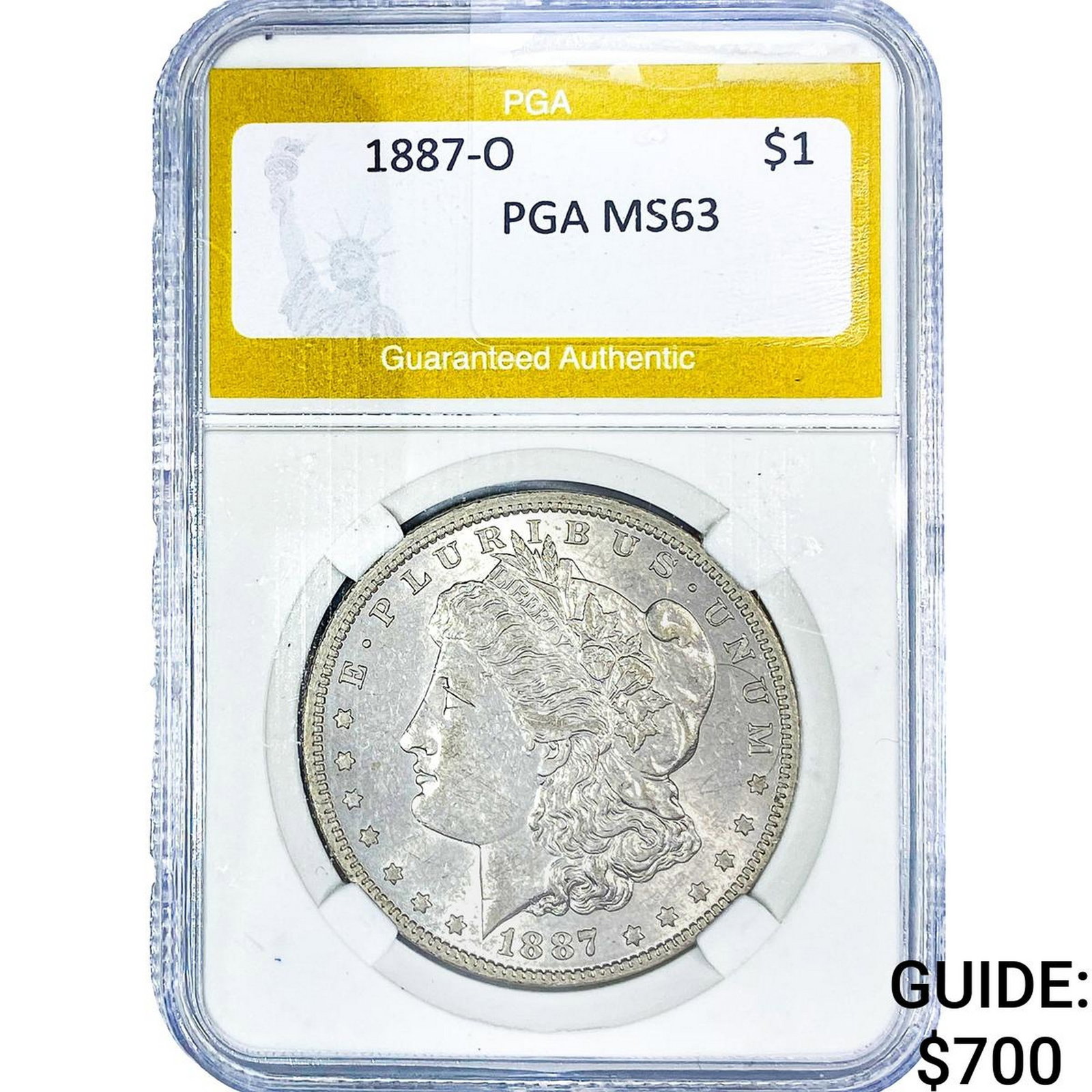1887-O Morgan Silver Dollar PGA MS63: 1887-O Morgan Silver Dollar PGA MS63