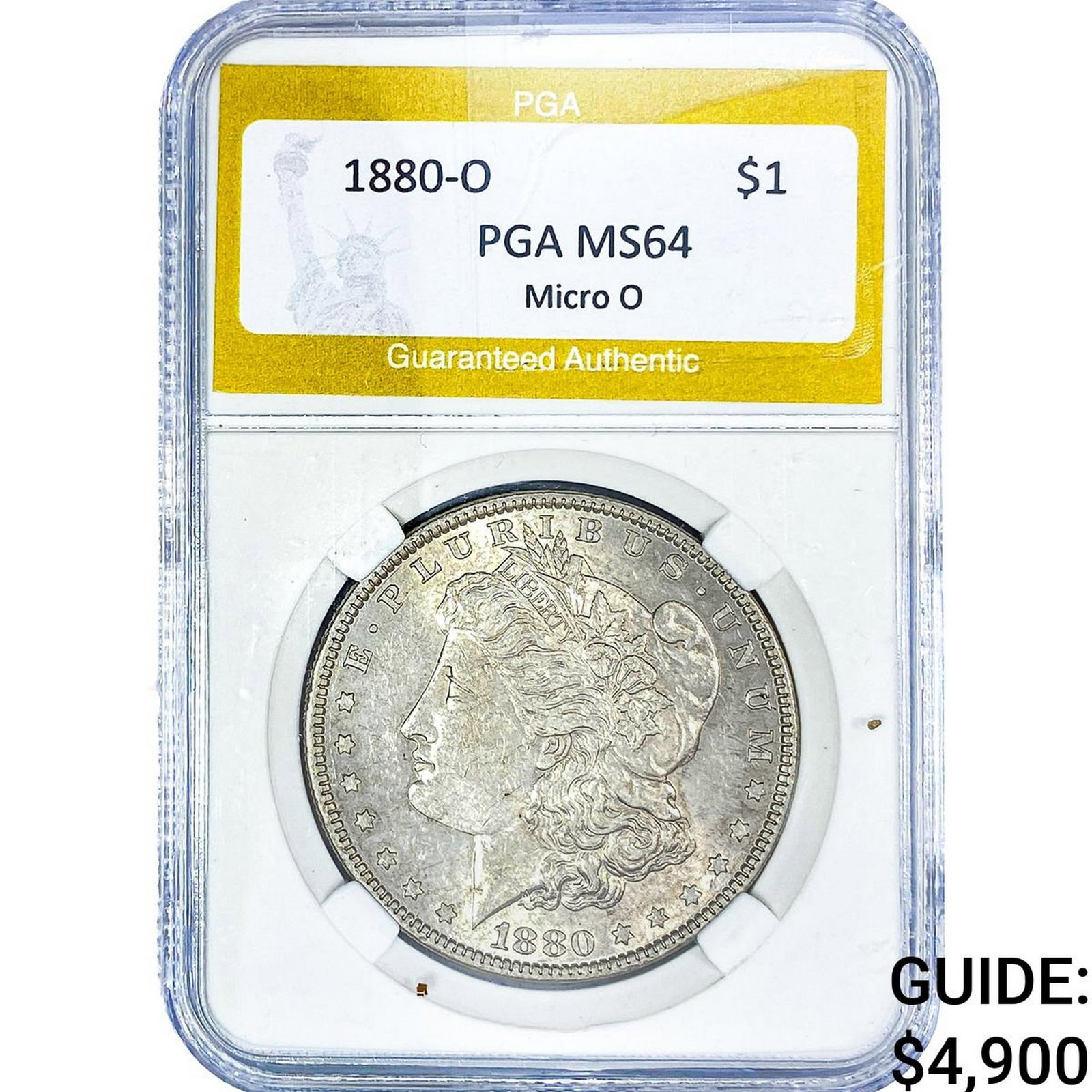 1880-O Morgan Silver Dollar PGA MS64 Micro O: 1880-O Morgan Silver Dollar PGA MS64 Micro O