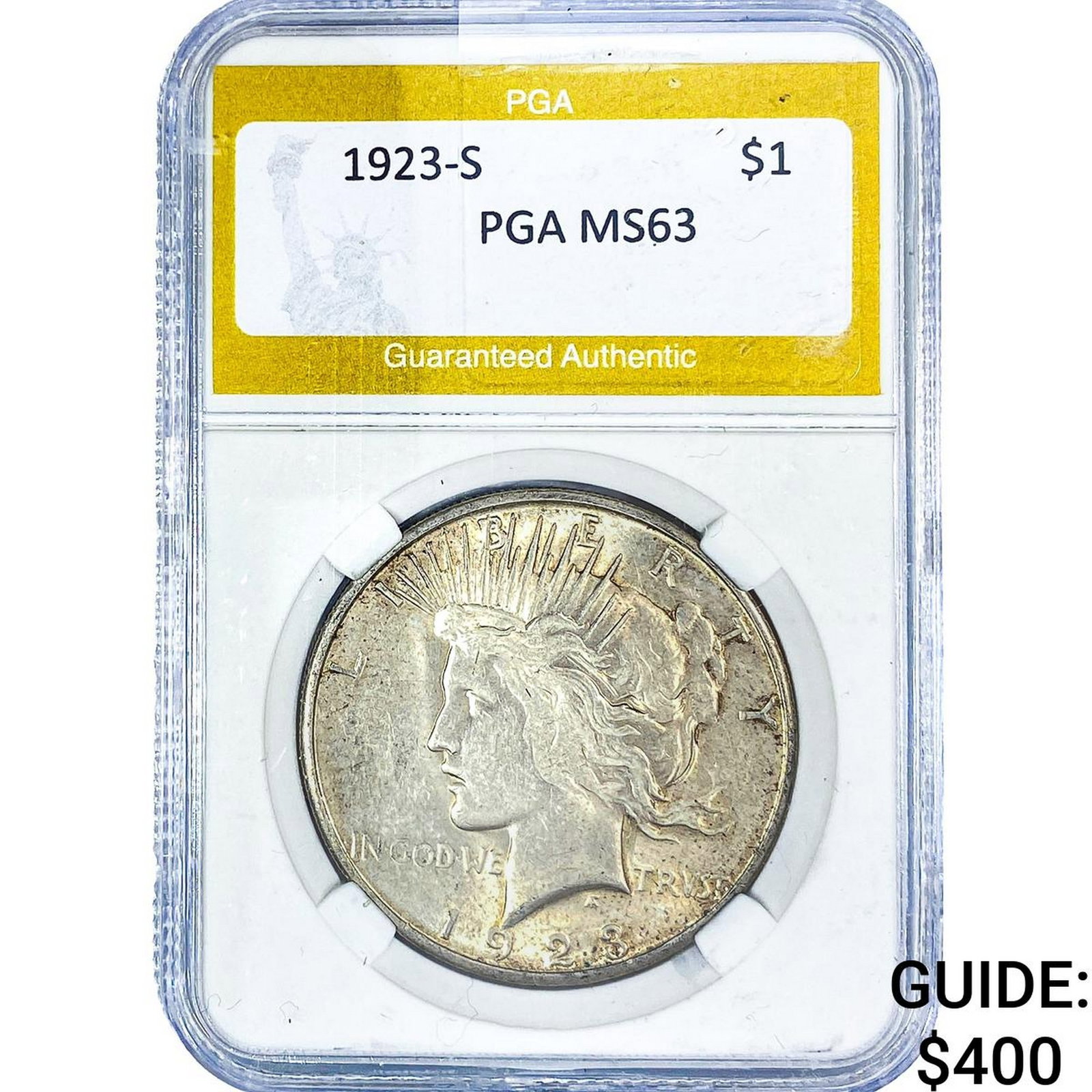 1923-S Silver Peace Dollar PGA MS63: 1923-S Silver Peace Dollar PGA MS63